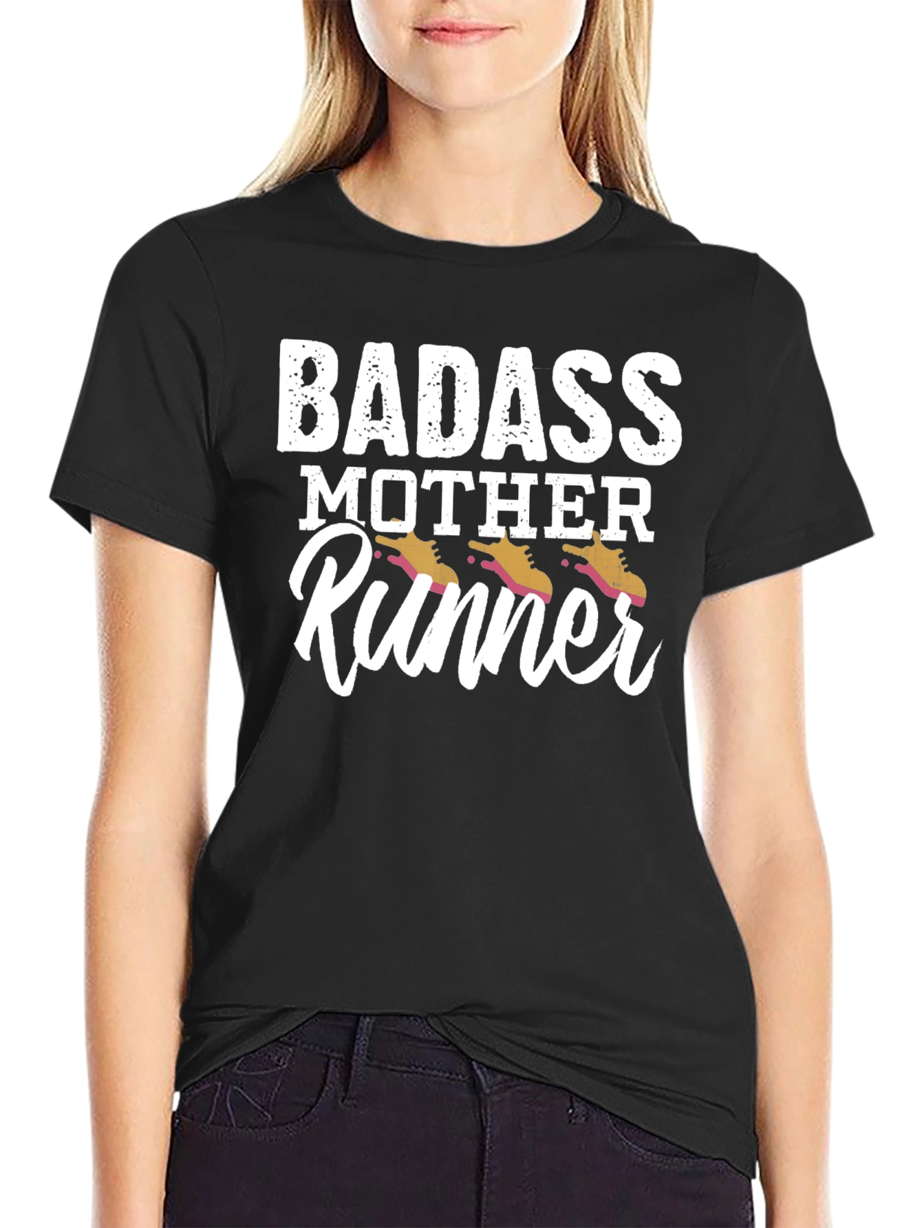 Badass Mother Runner Black T-Shirt