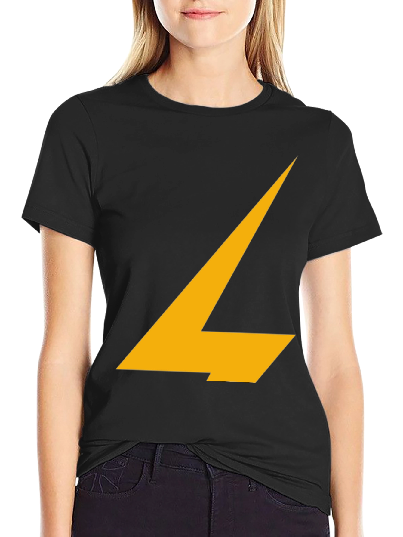 Stylish Black Tee with Abstract Yellow Design