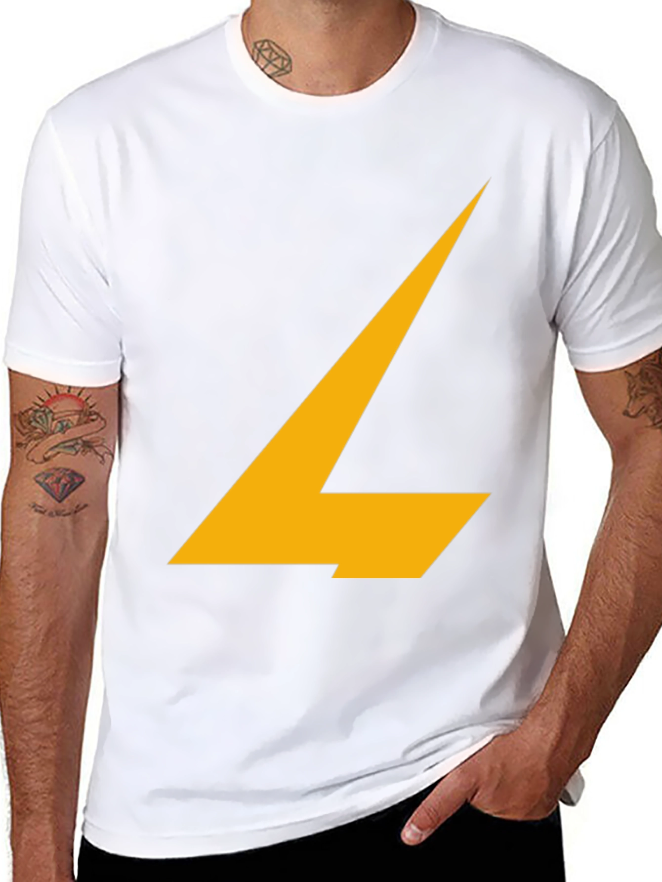 Stylish Black Tee with Abstract Yellow Design