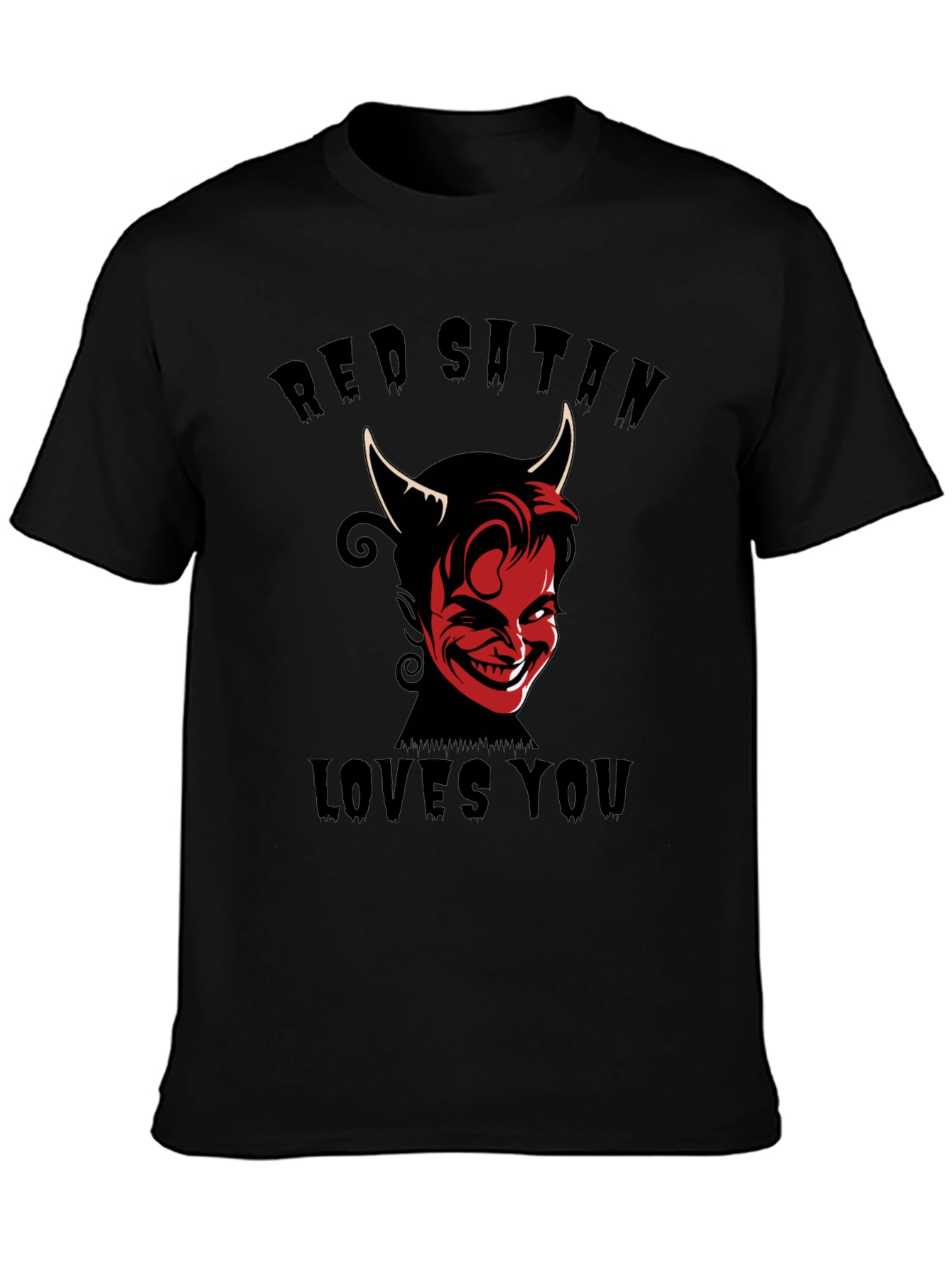 Red Satan Loves You T-Shirt - Graphic Print Tee