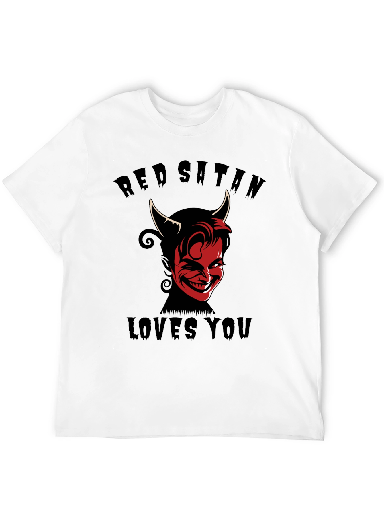 Red Satan Loves You T-Shirt - Graphic Print Tee