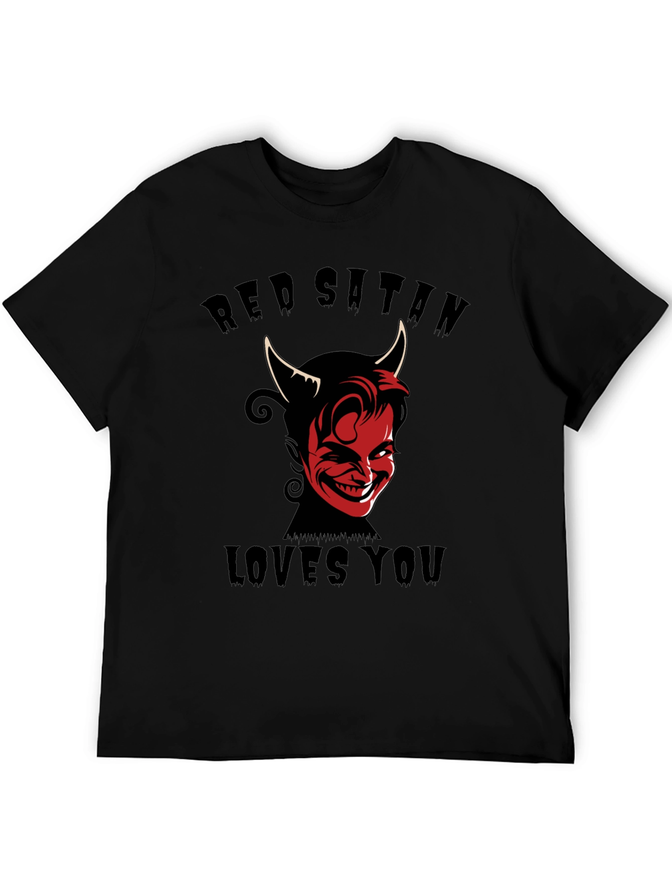 Red Satan Loves You T-Shirt - Graphic Print Tee