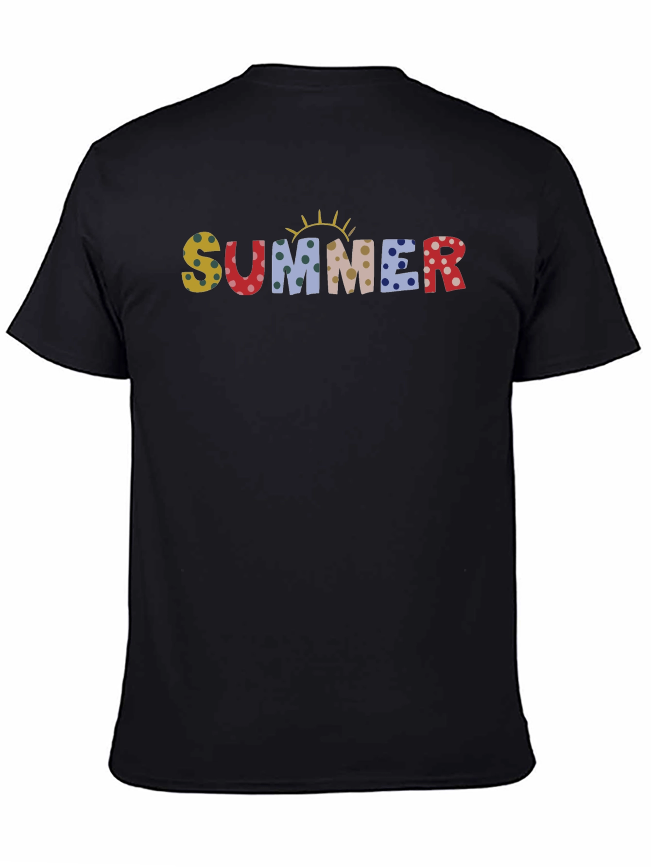Summer Polka Dot Print Black T-Shirt