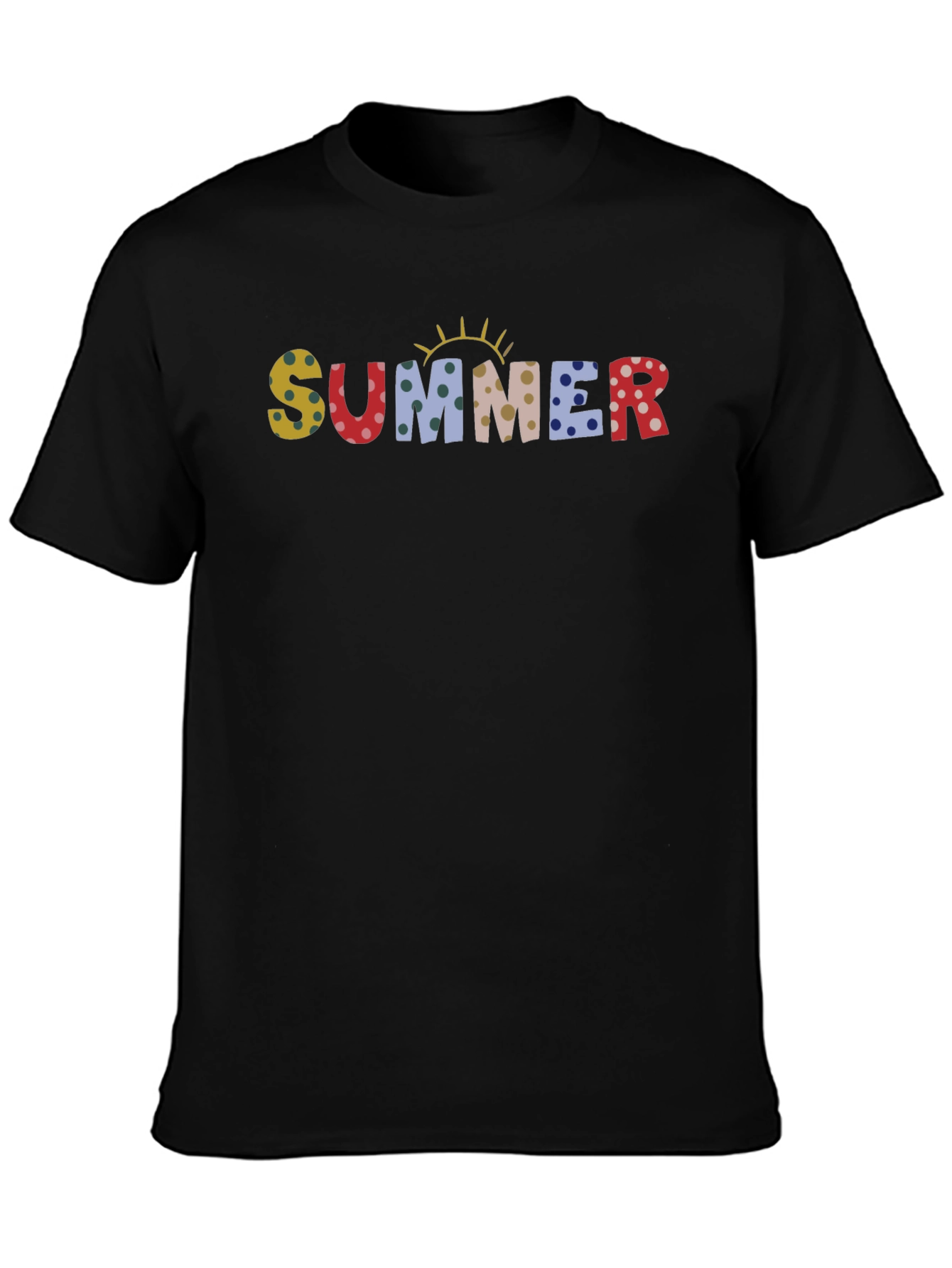 Summer Polka Dot Print Black T-Shirt