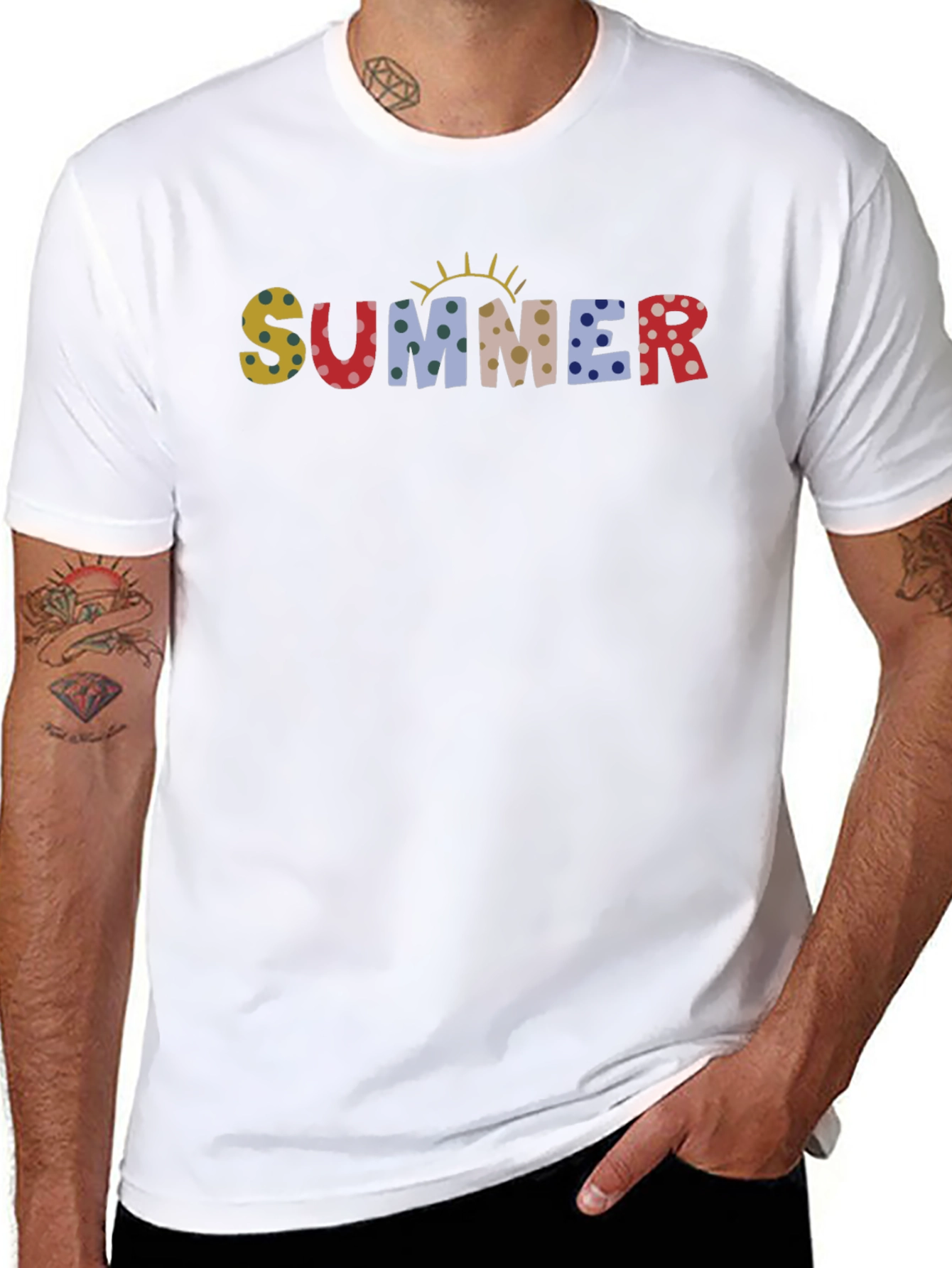 Summer Polka Dot Print Black T-Shirt