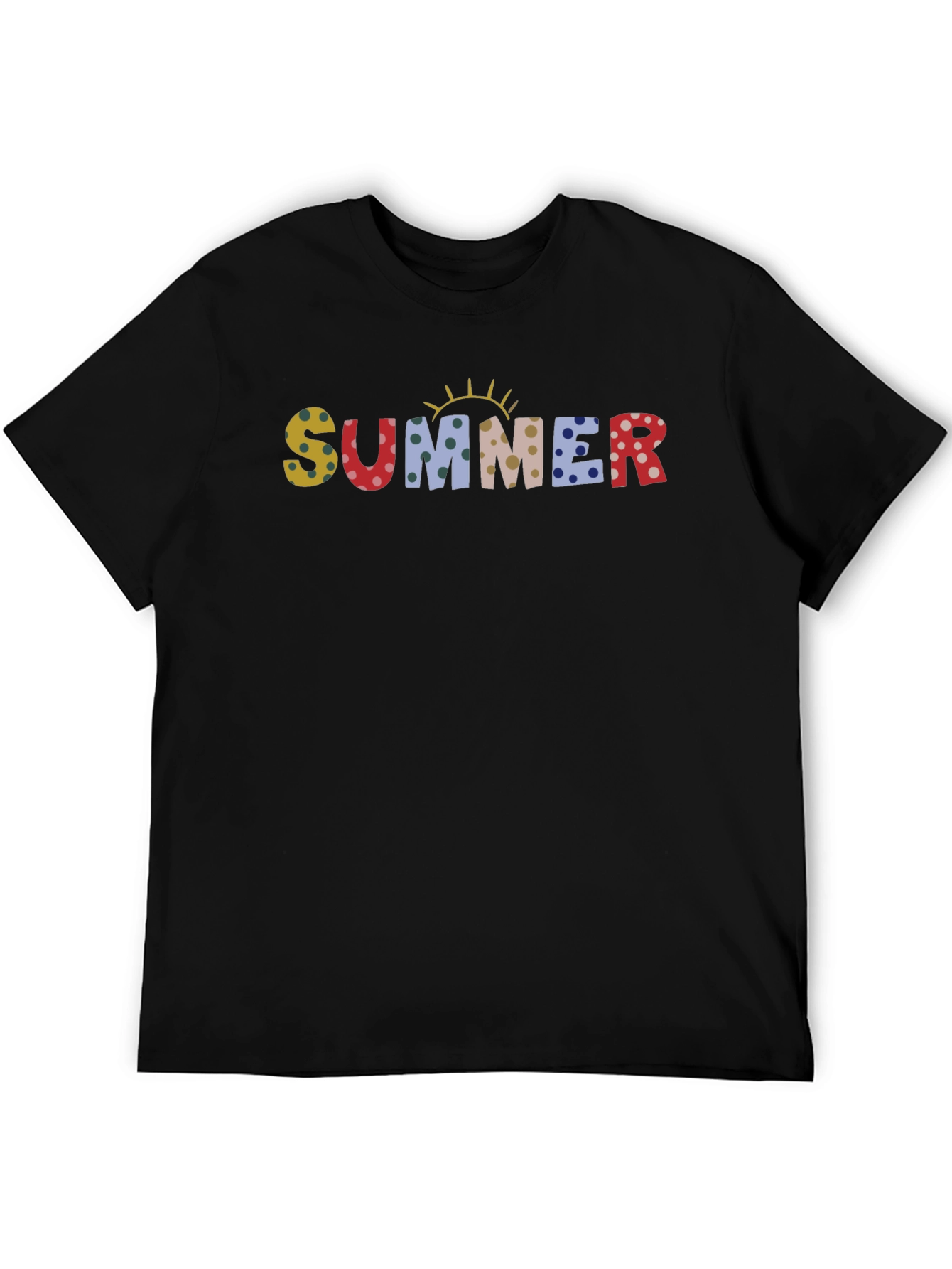 Summer Polka Dot Print Black T-Shirt