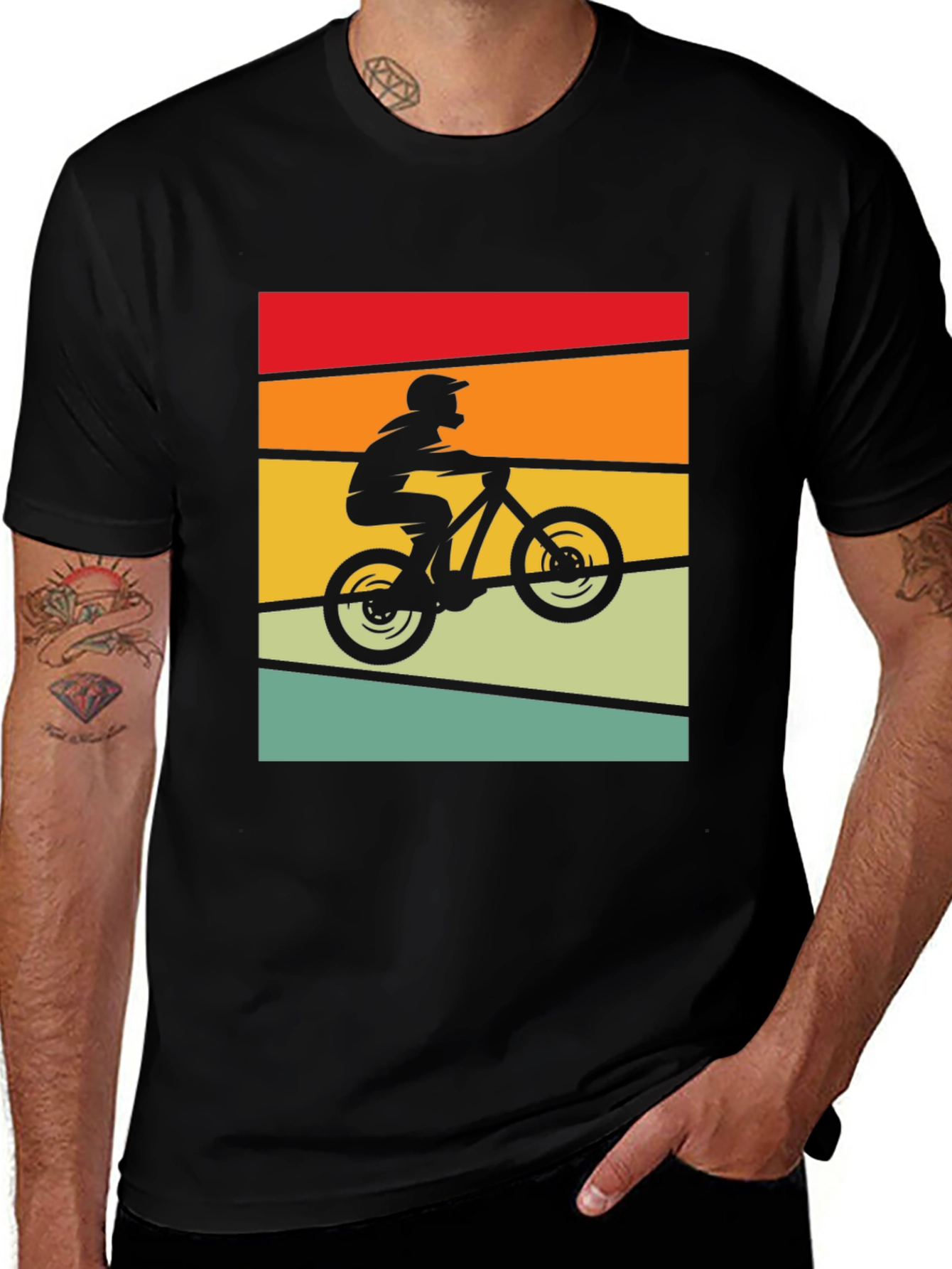 Retro Mountain Biker Tee - Black