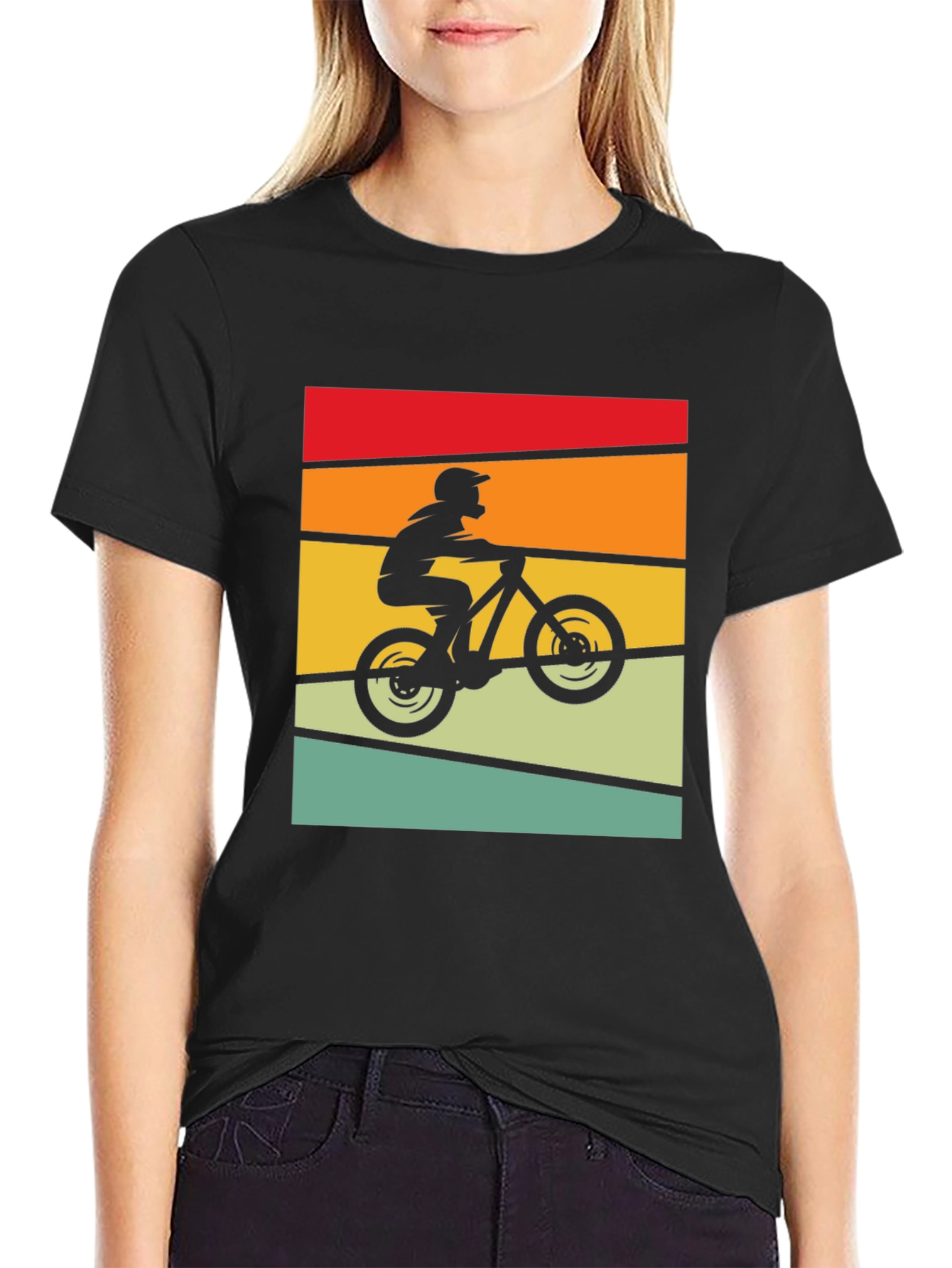 Retro Mountain Biker Tee - Black