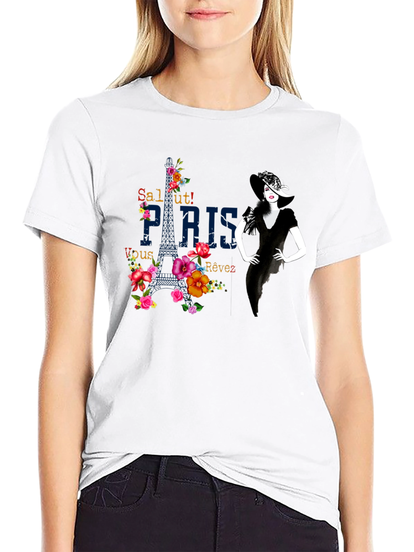 Parisian Chic Black Graphic Tee