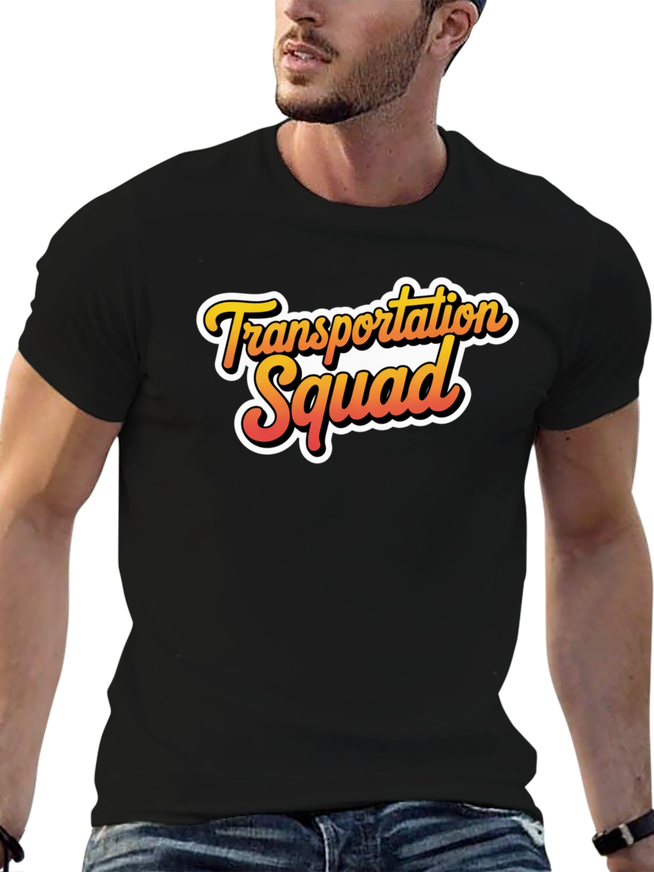 Transportation Squad Graphic Tee - Black Cotton Blend