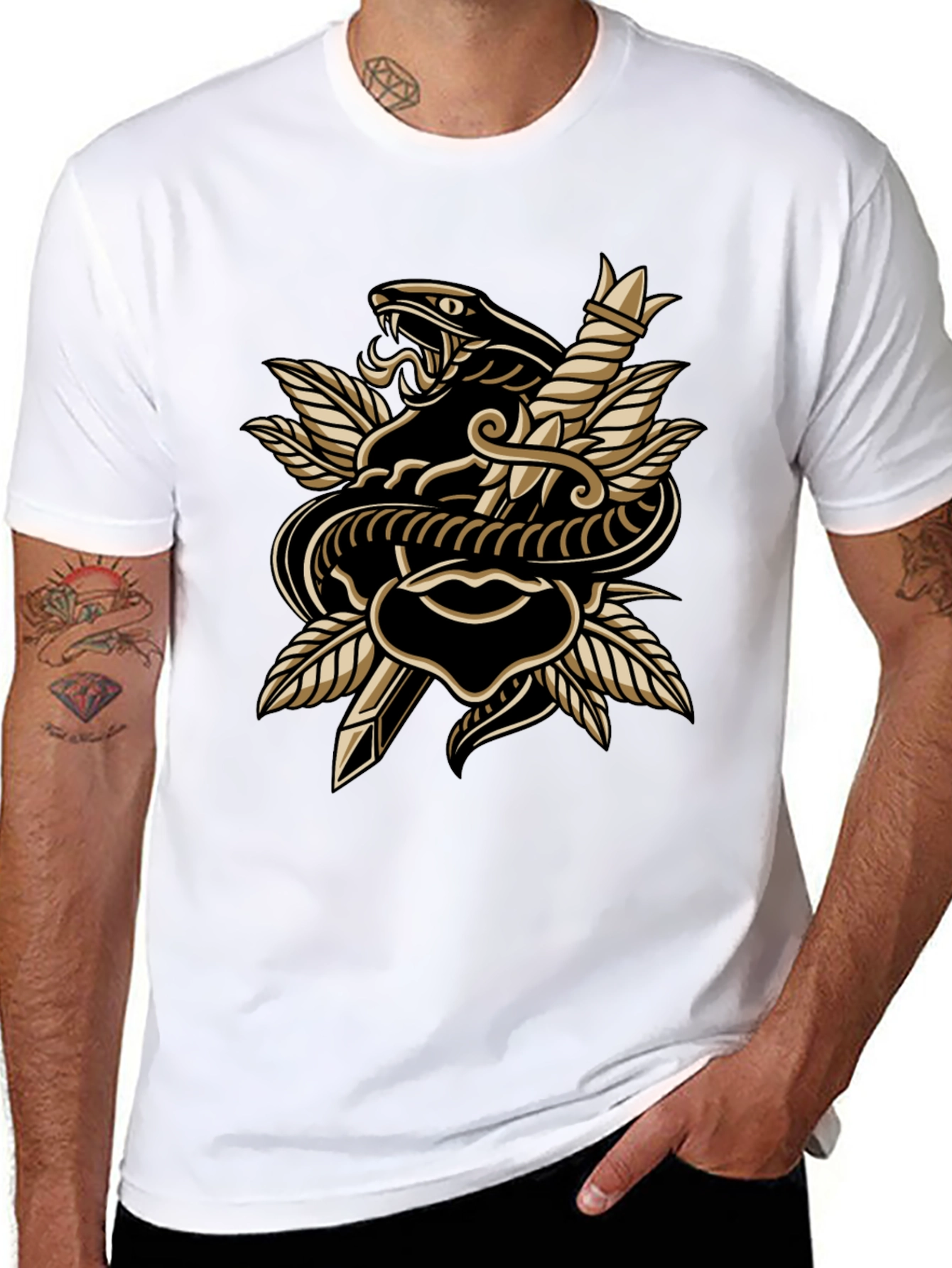 Snake & Dagger Graphic Tee - Edgy Style
