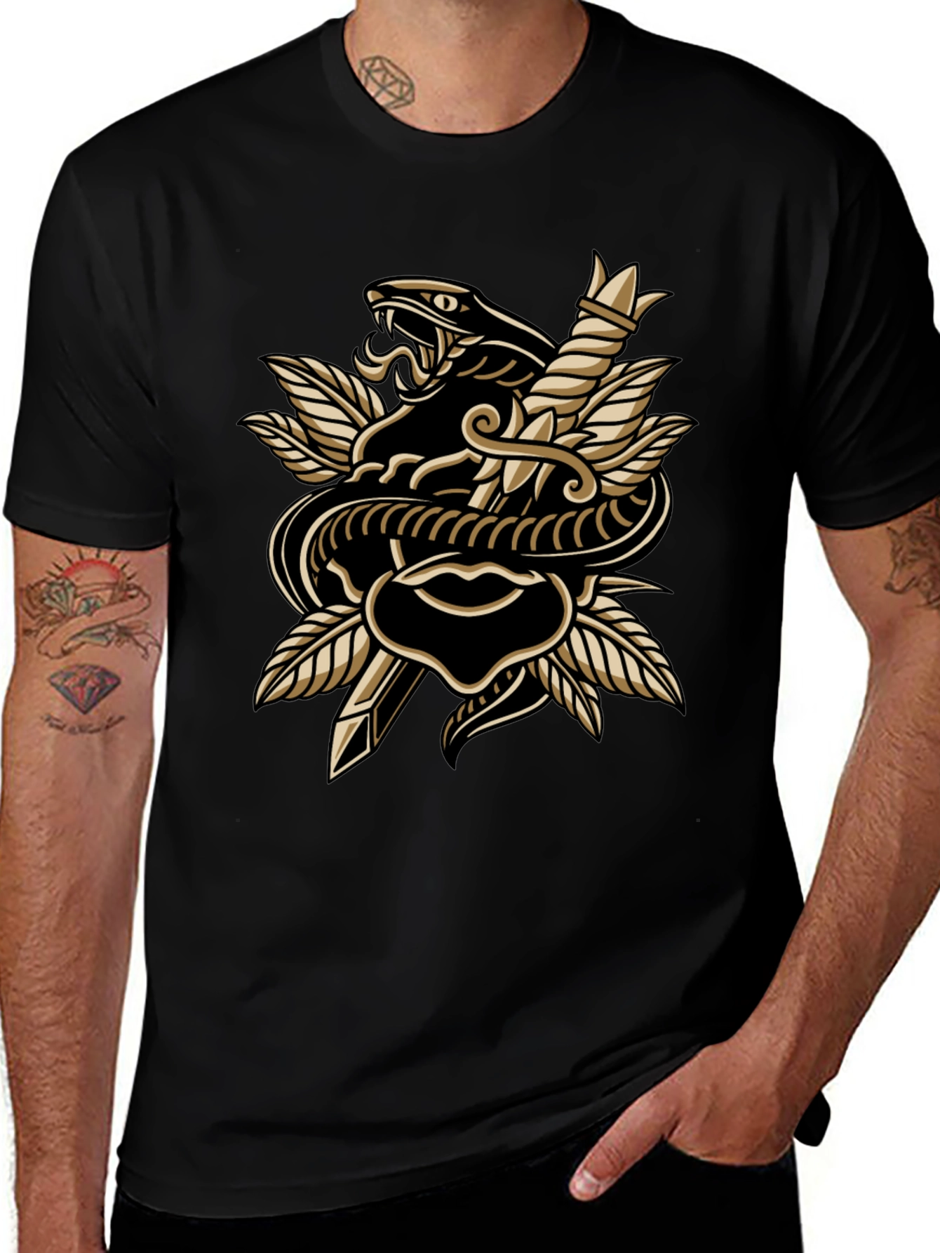 Snake & Dagger Graphic Tee - Edgy Style