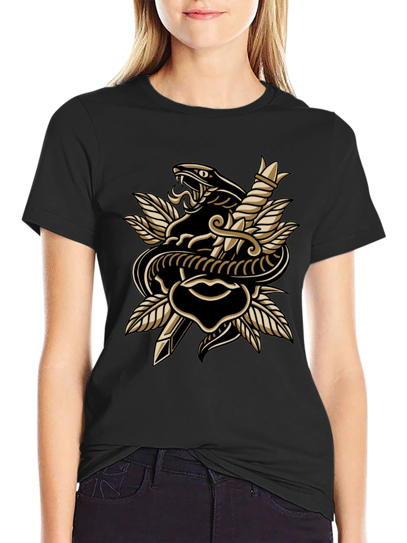 Snake & Dagger Graphic Tee - Edgy Style