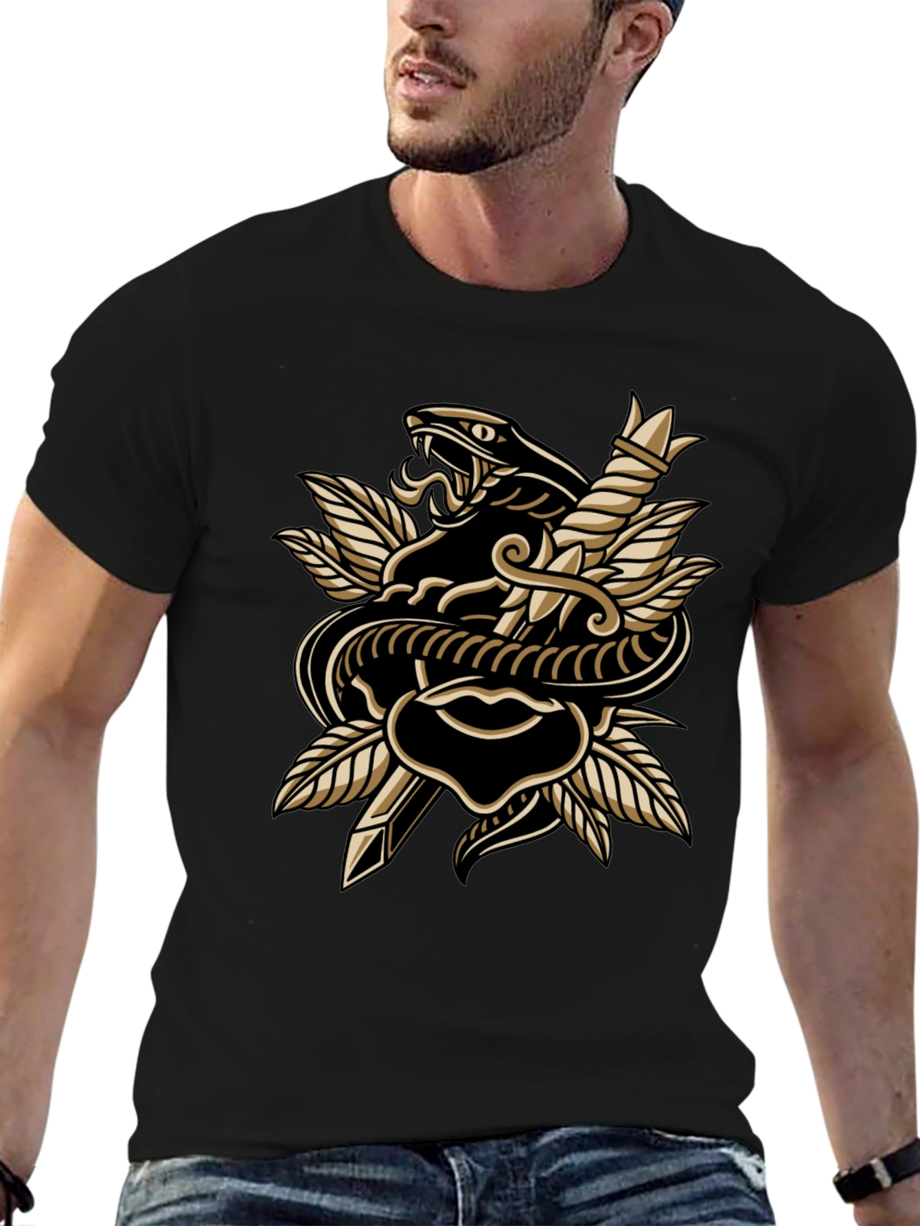 Snake & Dagger Graphic Tee - Edgy Style