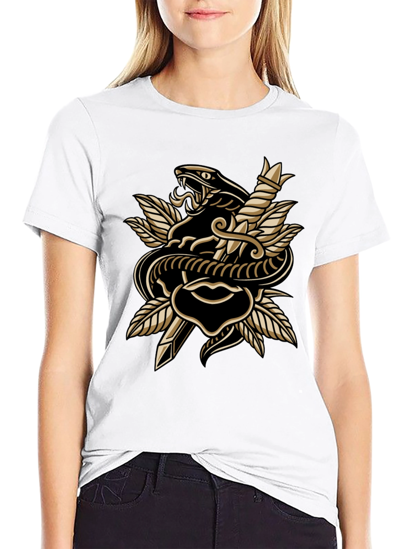 Snake & Dagger Graphic Tee - Edgy Style