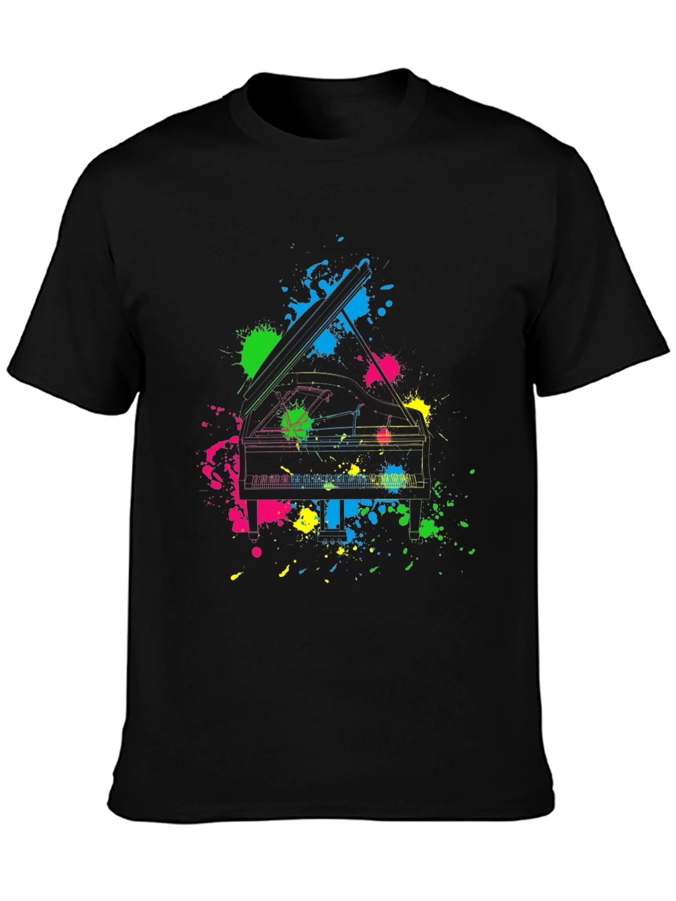 Neon Piano Splash T-Shirt - Music Lovers Tee