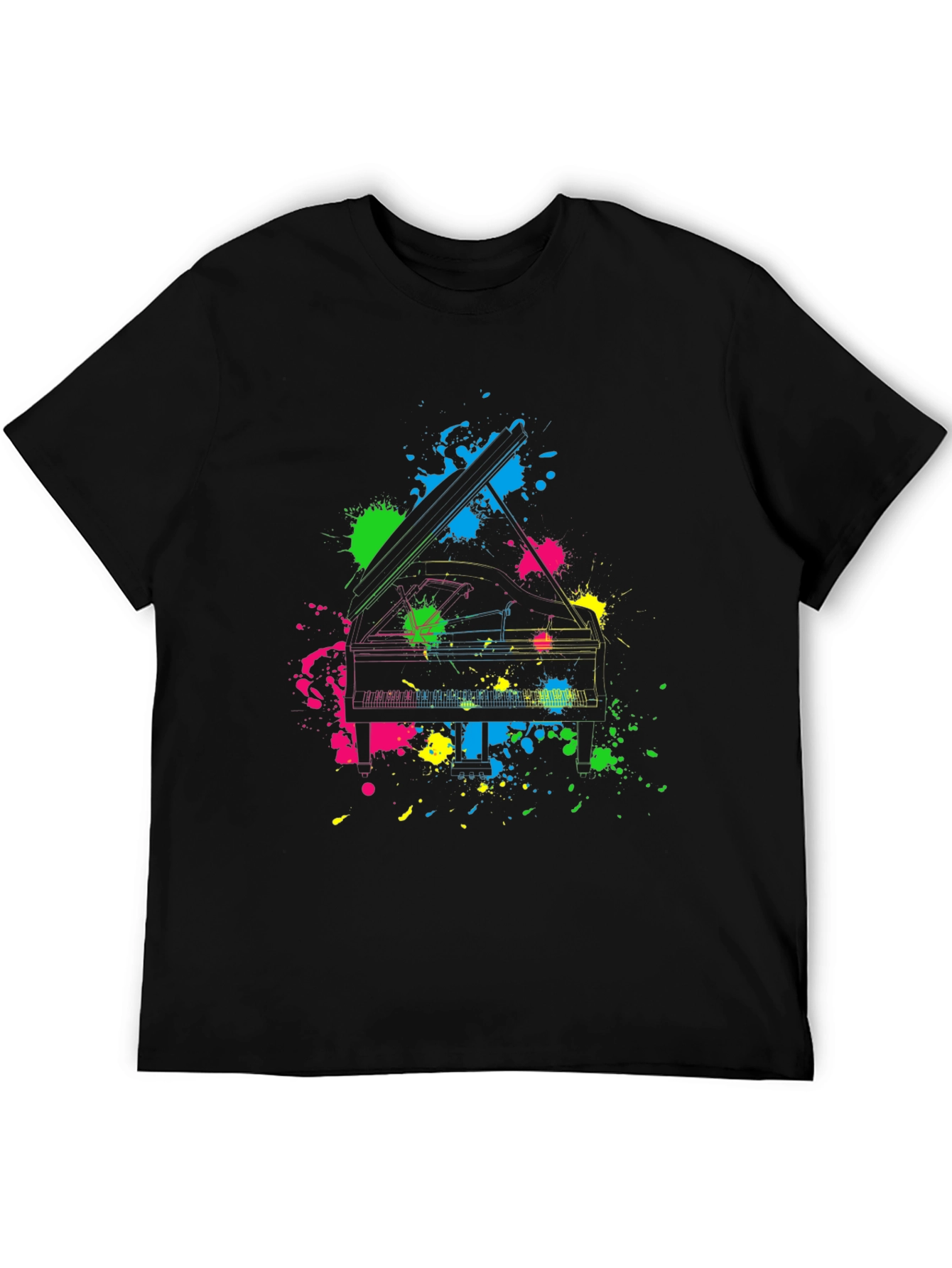 Neon Piano Splash T-Shirt - Music Lovers Tee