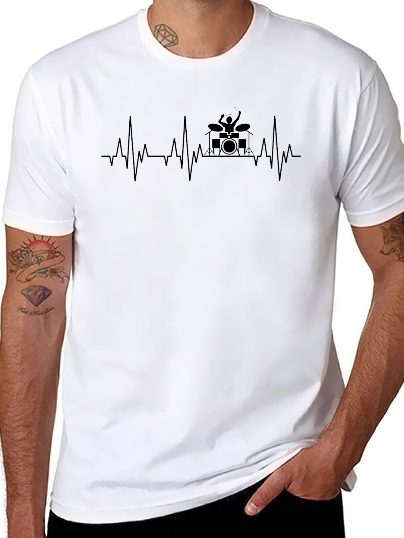 Drummer Heartbeat T-Shirt - Musician Graphic Tee
