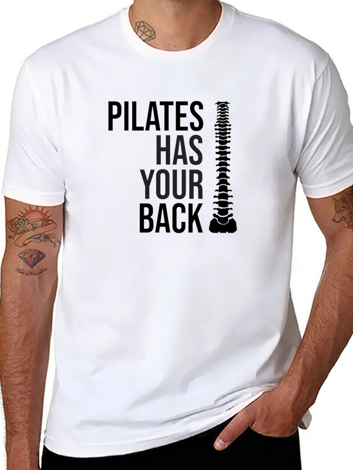 Pilates Has Your Back T-Shirt - Spine Design