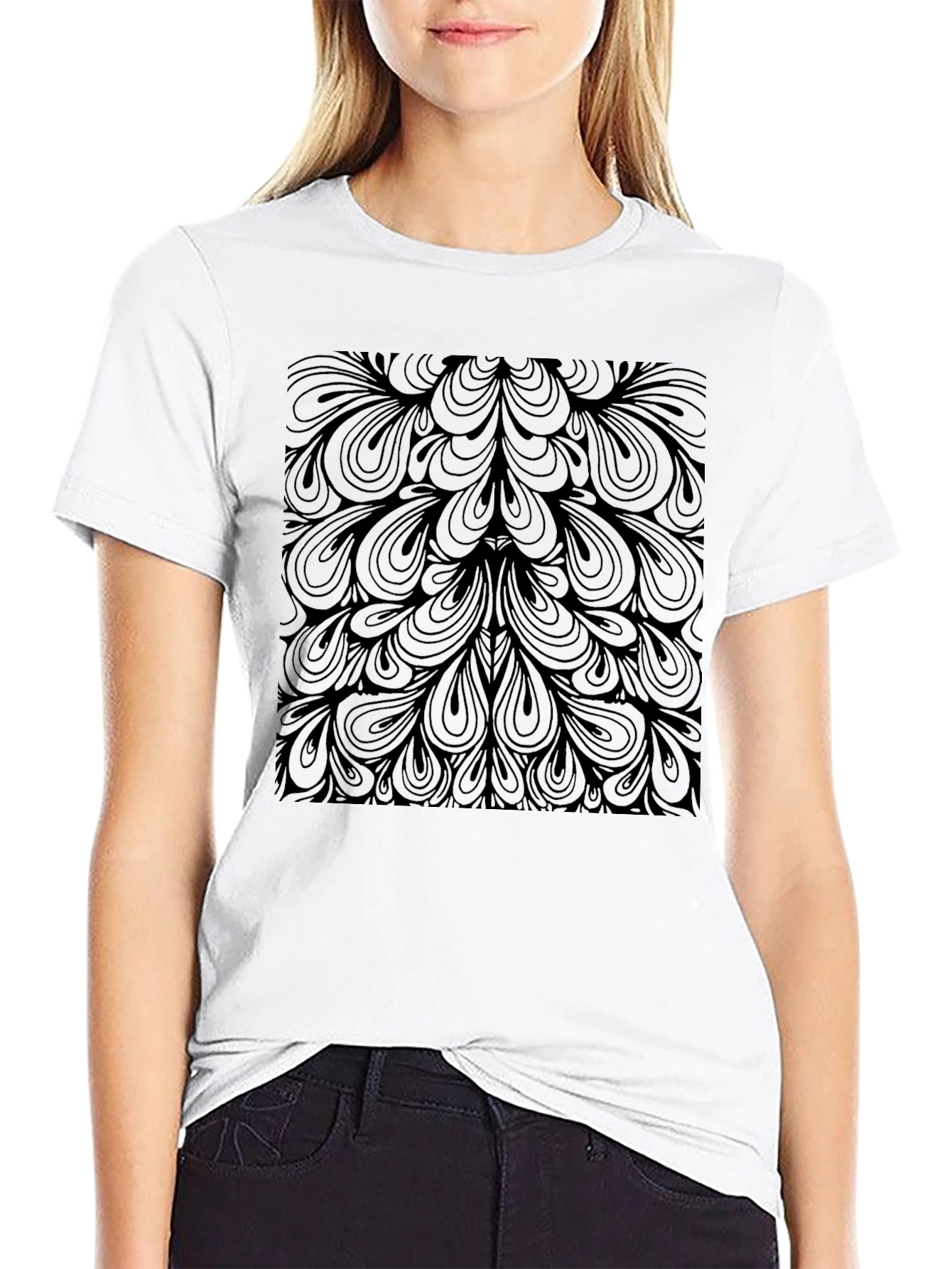 Abstract Pattern Graphic Tee - Black Cotton Blend