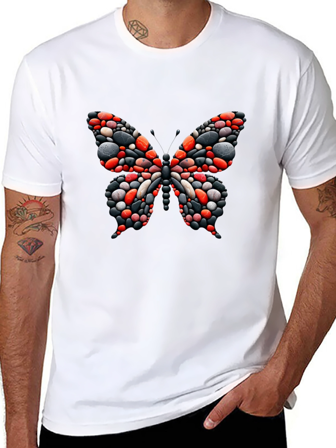 Butterfly Stone Art Black T-Shirt