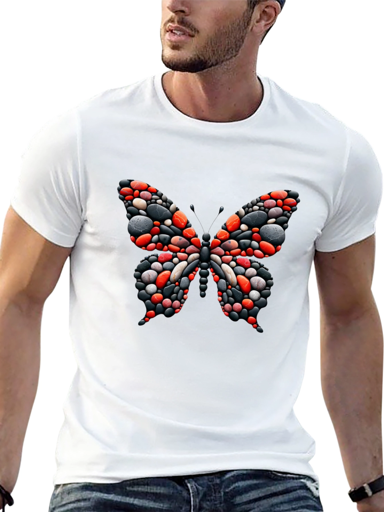 Butterfly Stone Art Black T-Shirt