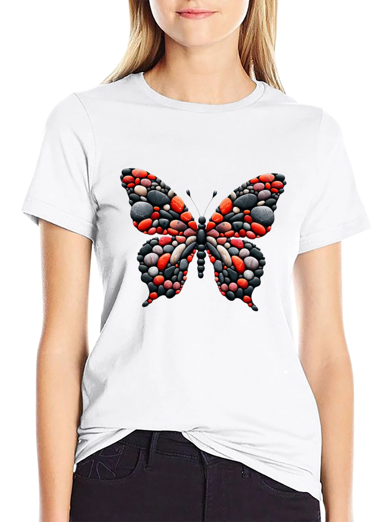 Butterfly Stone Art Black T-Shirt