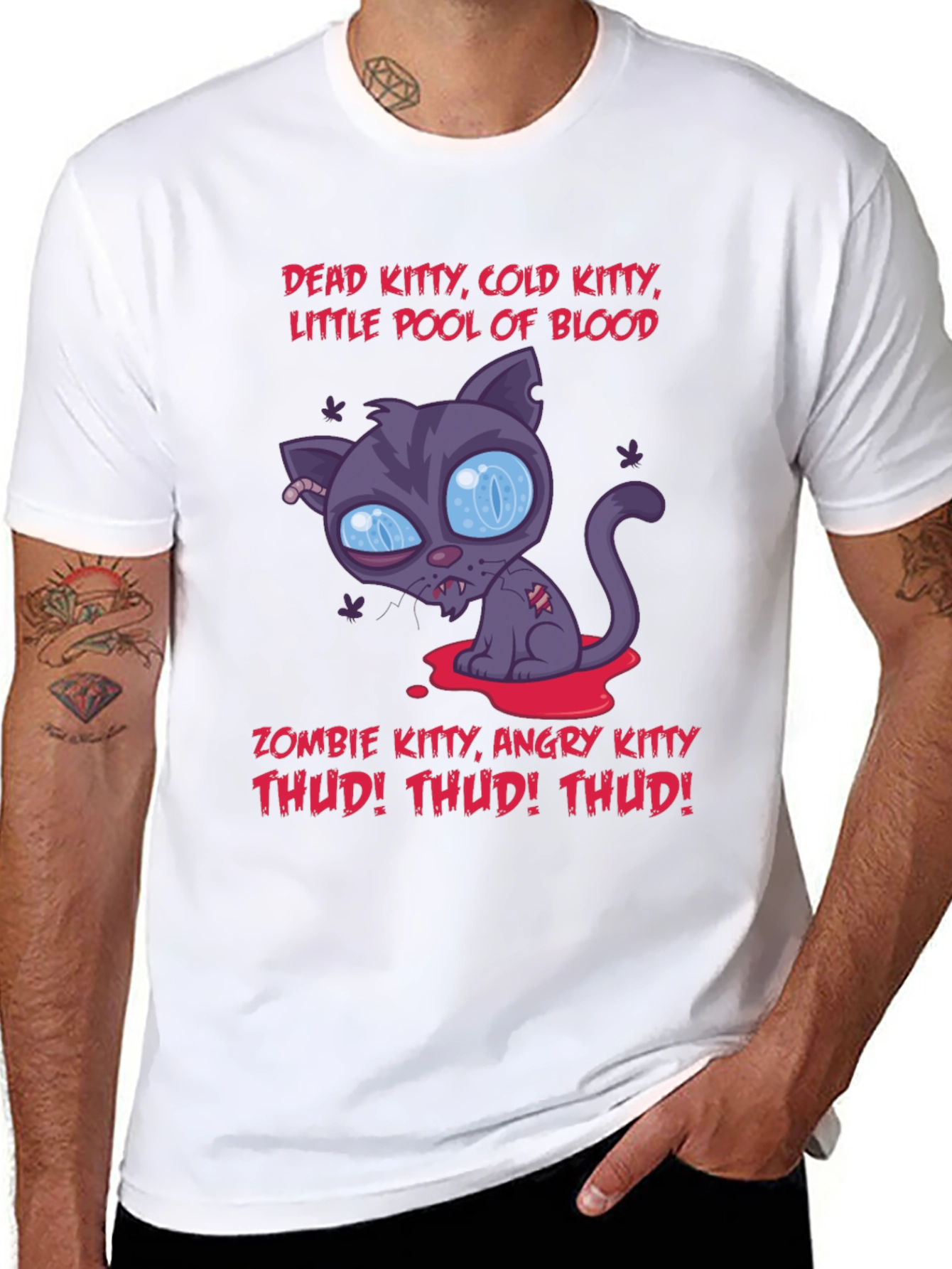 Zombie Kitty Graphic T-Shirt - Halloween