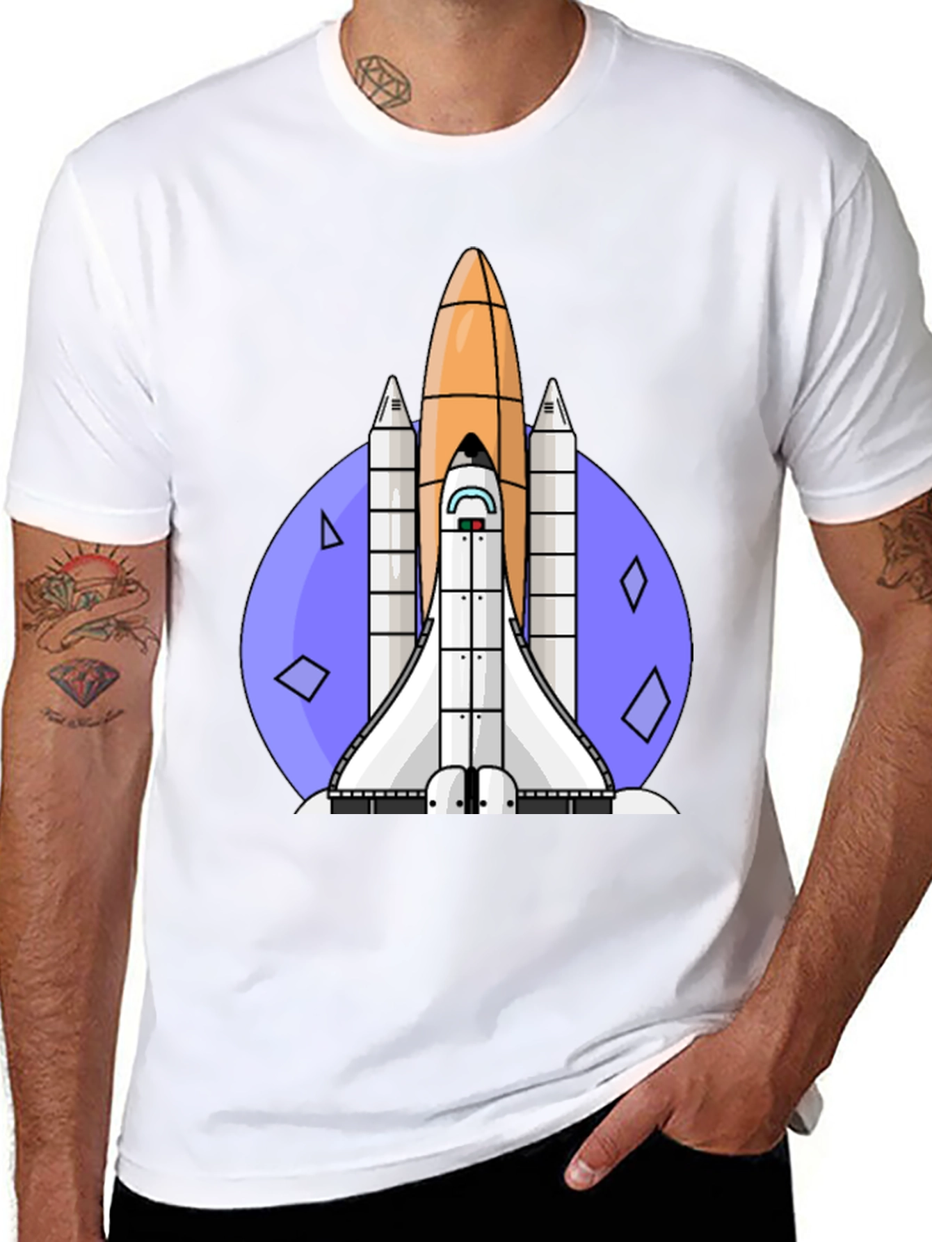 Space Shuttle Graphic Tee - Retro Style Black T-Shirt