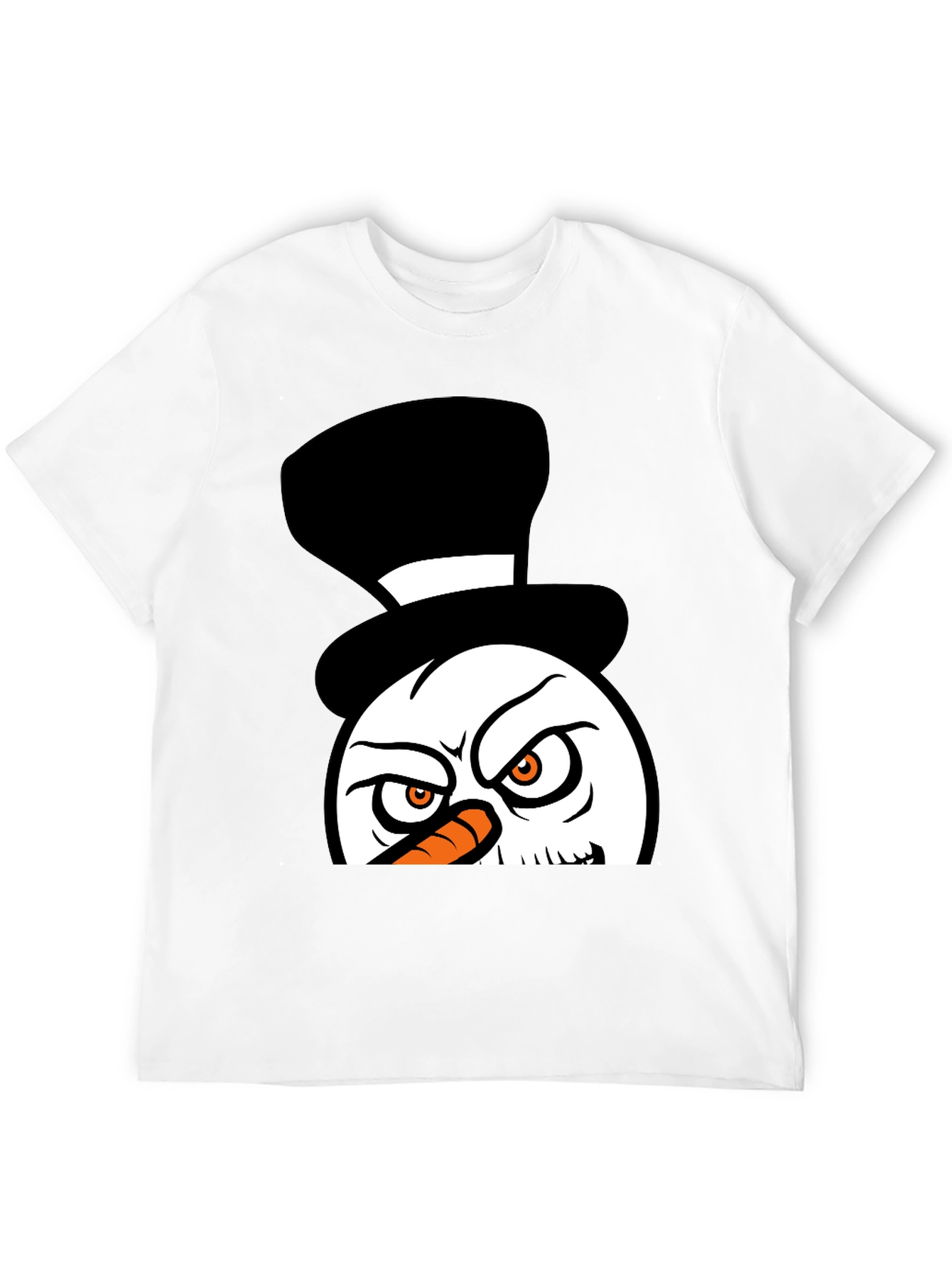 Grumpy Snowman Graphic Tee - Black Cotton Blend