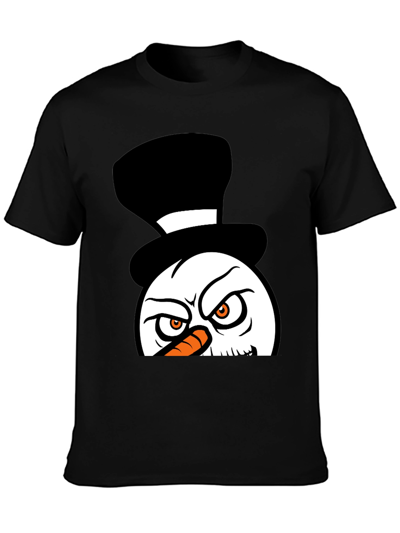 Grumpy Snowman Graphic Tee - Black Cotton Blend