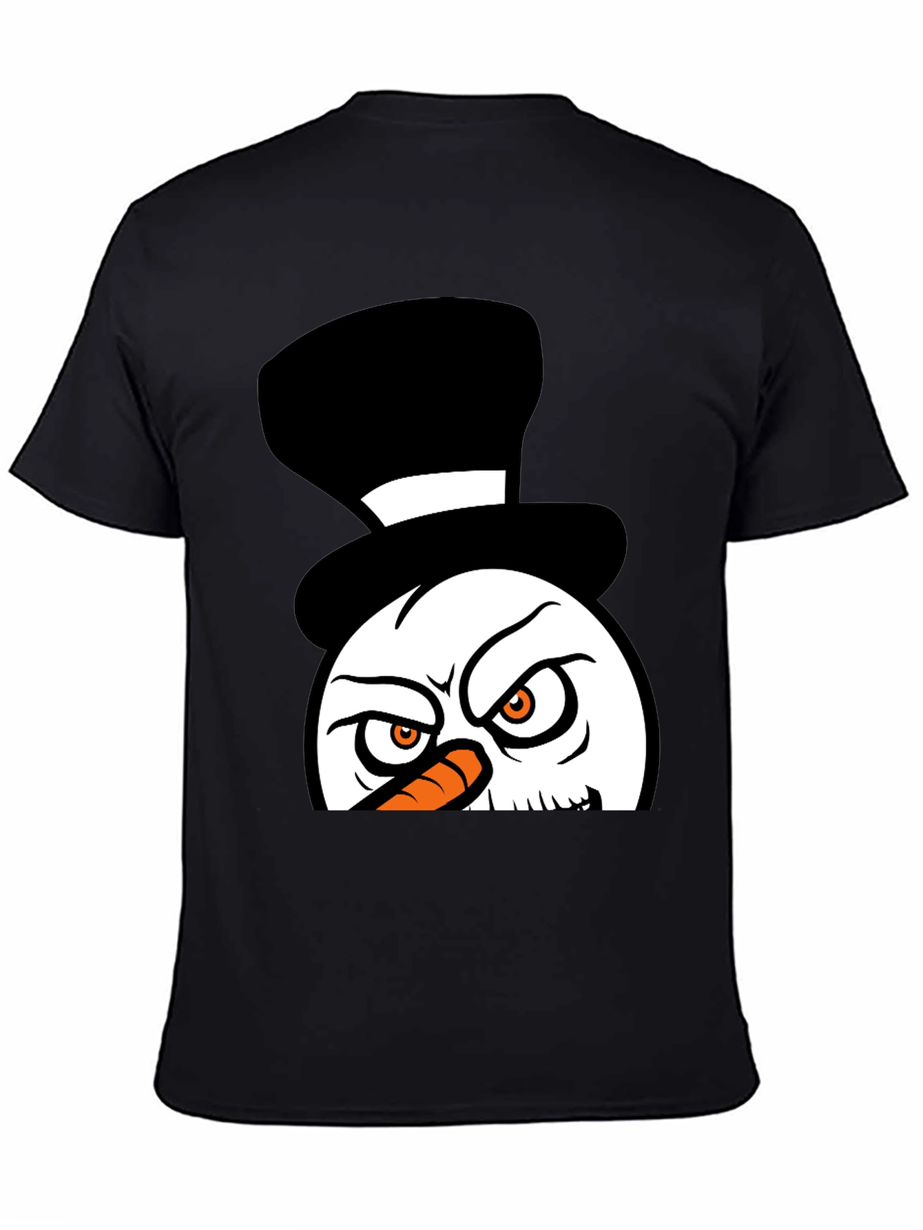 Grumpy Snowman Graphic Tee - Black Cotton Blend