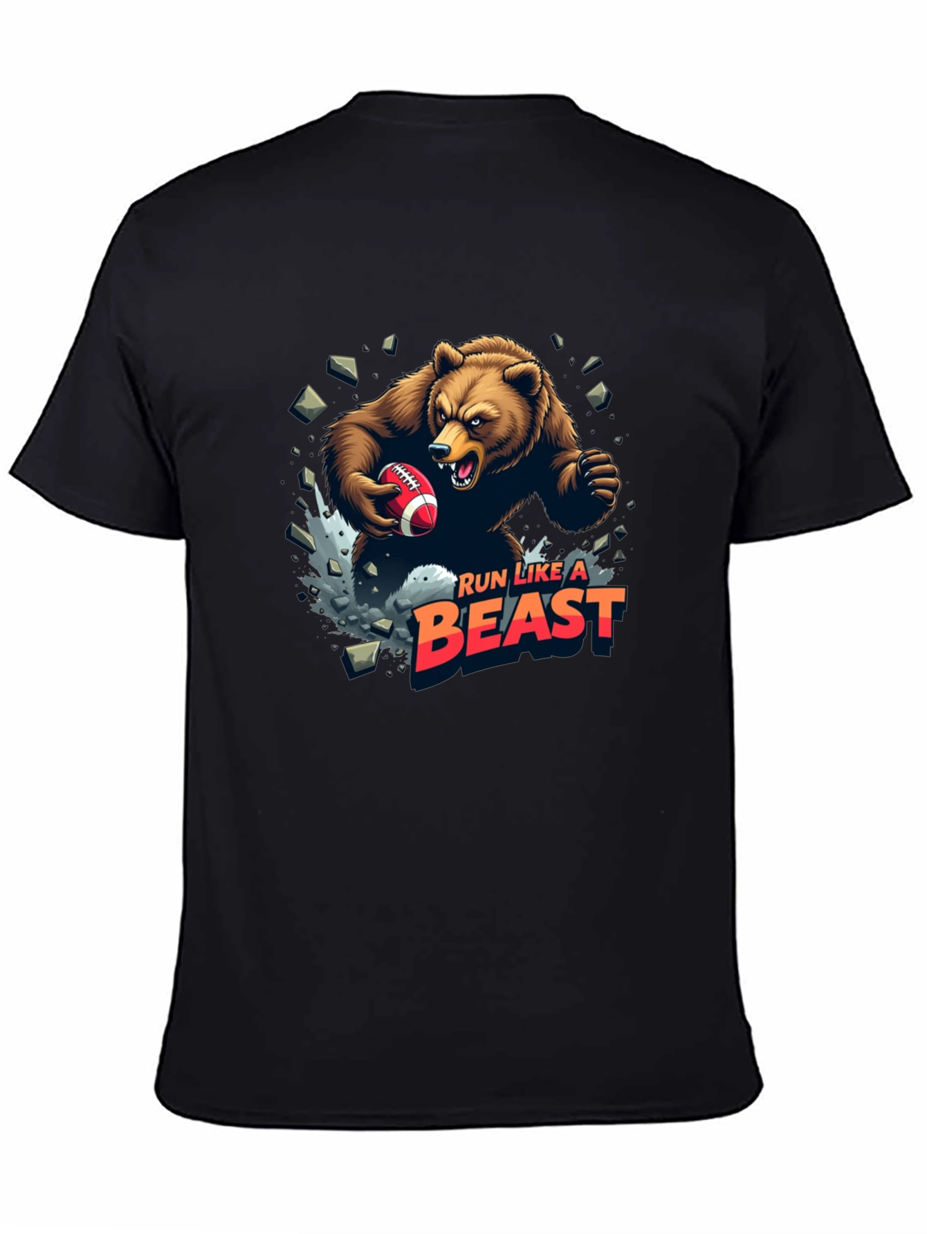 Run Like A Beast Football Bear Graphic Tee