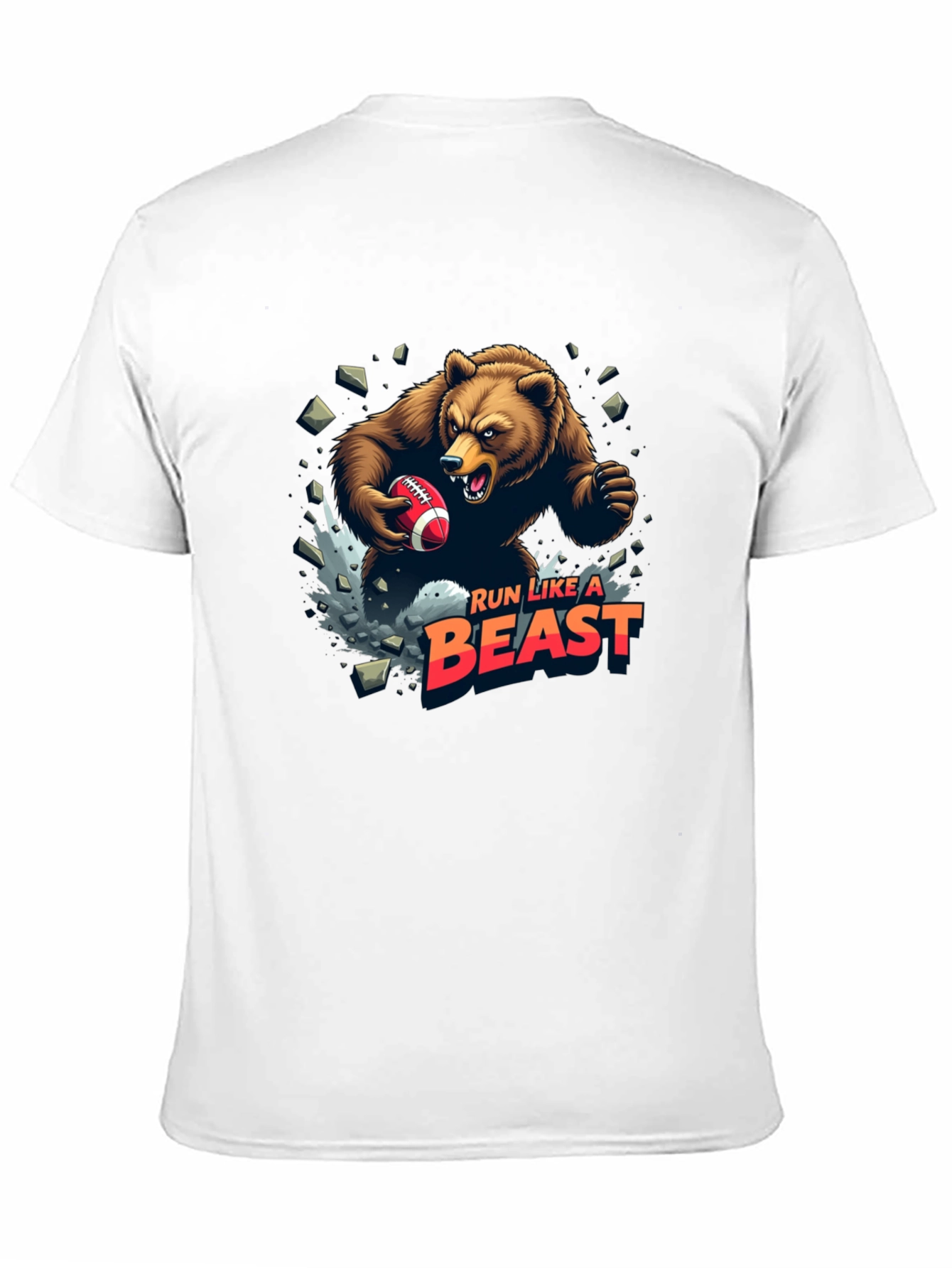 Run Like A Beast Football Bear Graphic Tee
