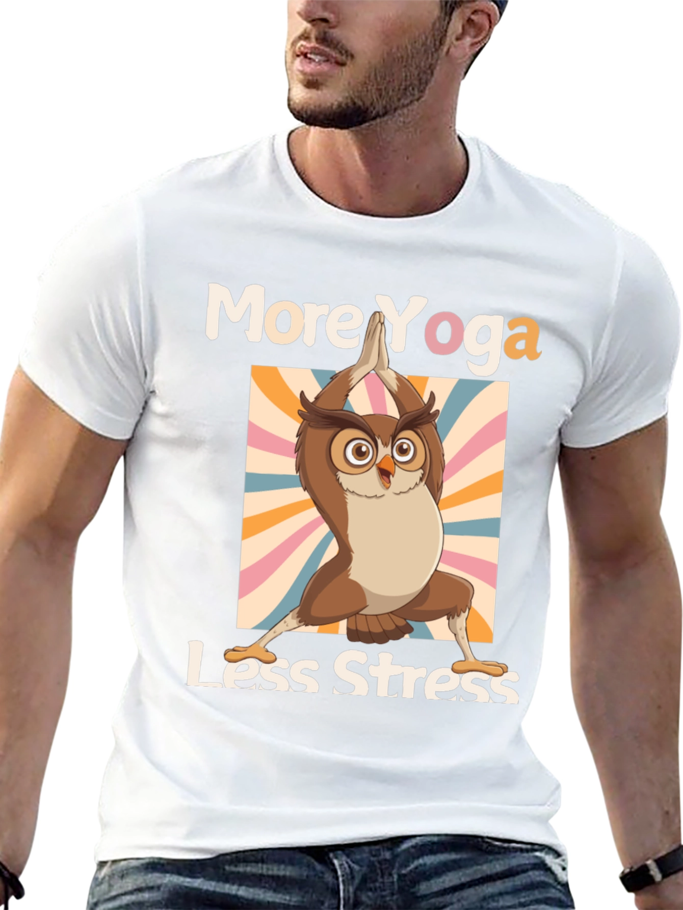 Yoga Owl T-Shirt: More Yoga Less Stress