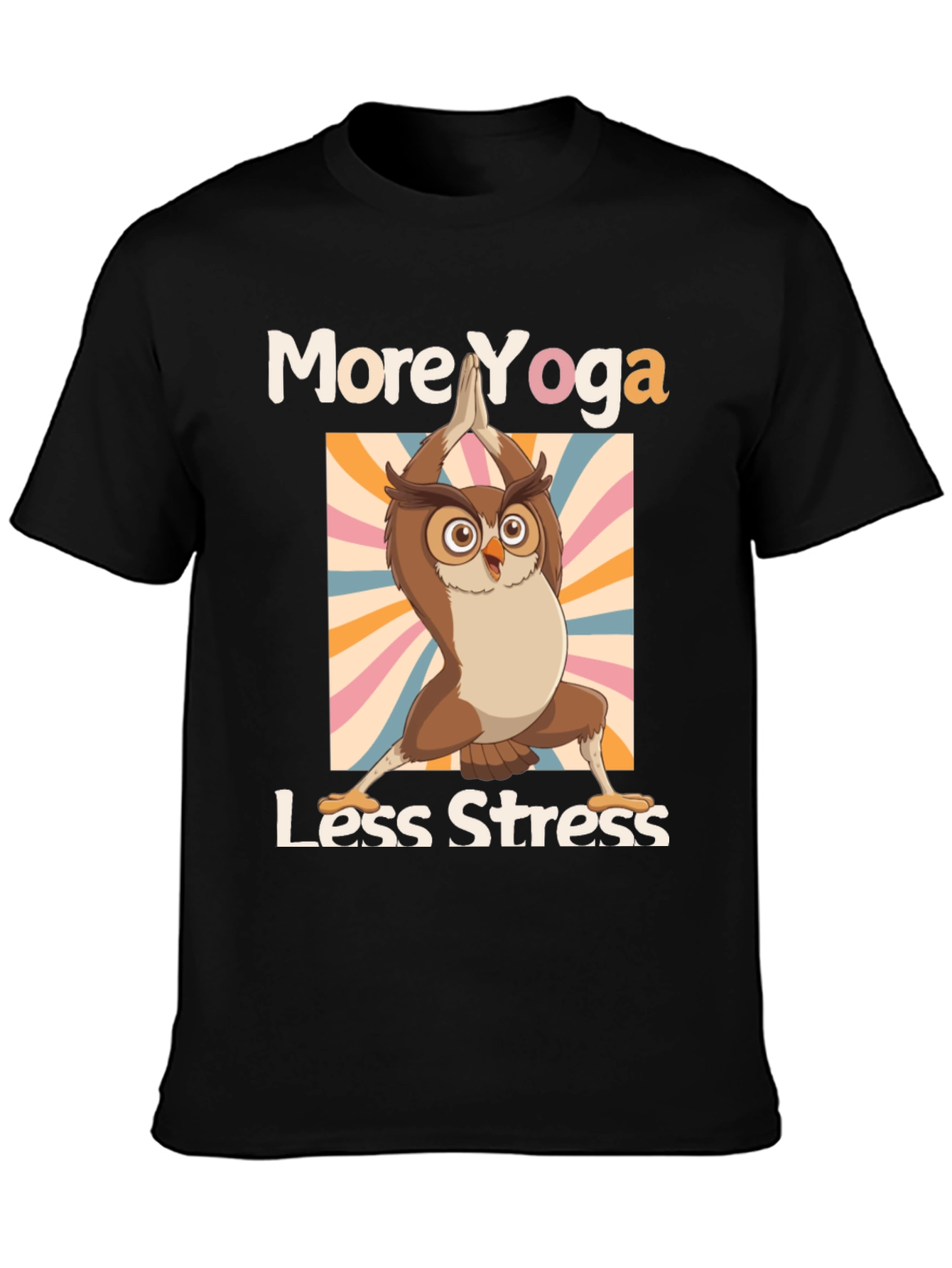 Yoga Owl T-Shirt: More Yoga Less Stress