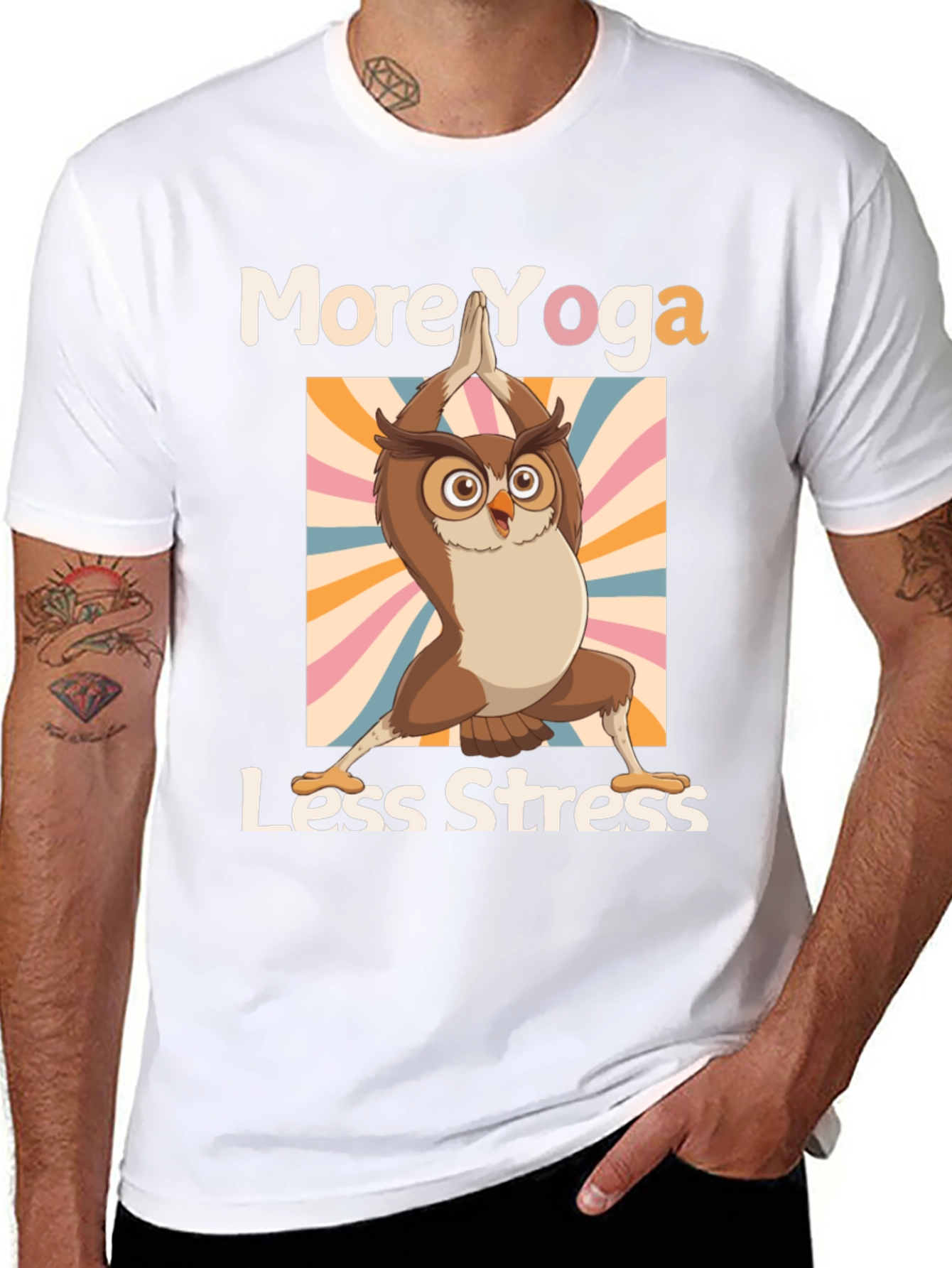 Yoga Owl T-Shirt: More Yoga Less Stress