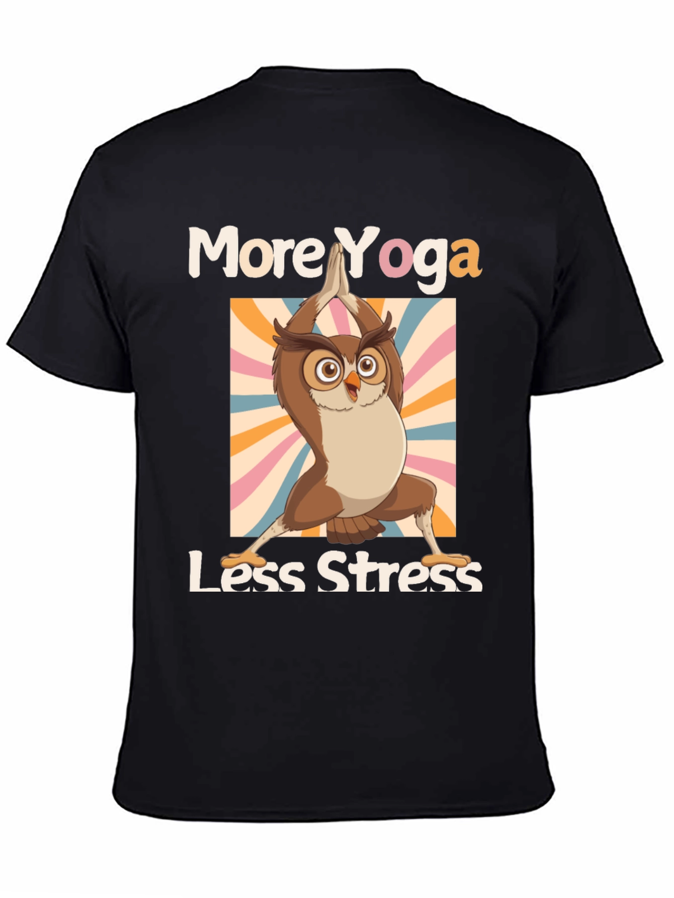 Yoga Owl T-Shirt: More Yoga Less Stress