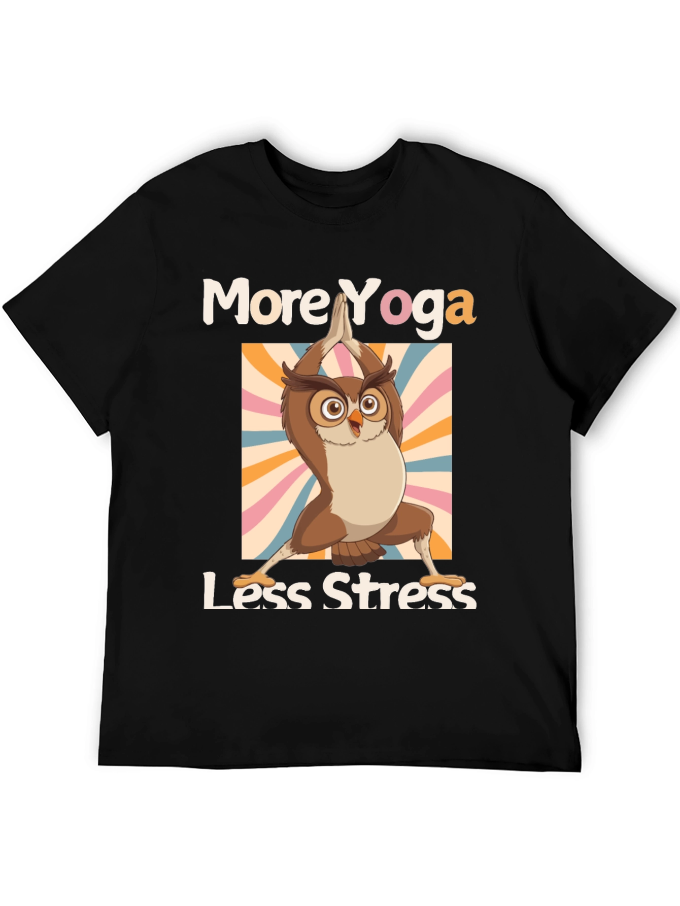 Yoga Owl T-Shirt: More Yoga Less Stress