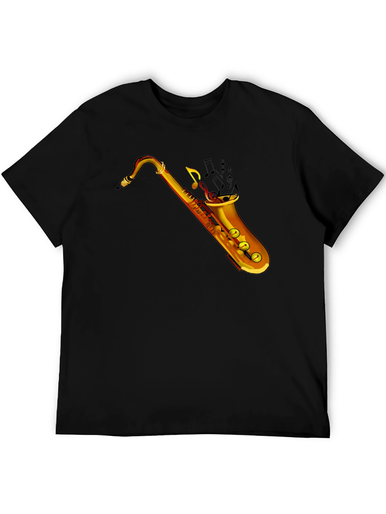 Saxophone Music Graphic Tee - Black Cotton T-Shirt