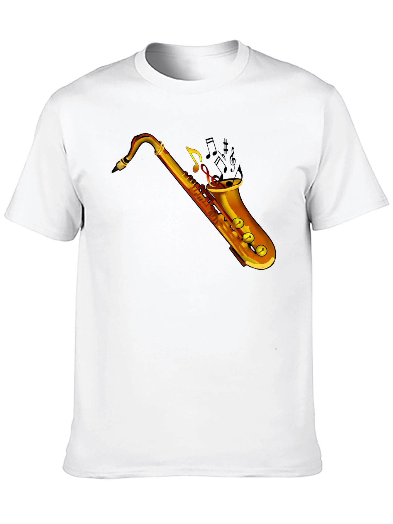 Saxophone Music Graphic Tee - Black Cotton T-Shirt