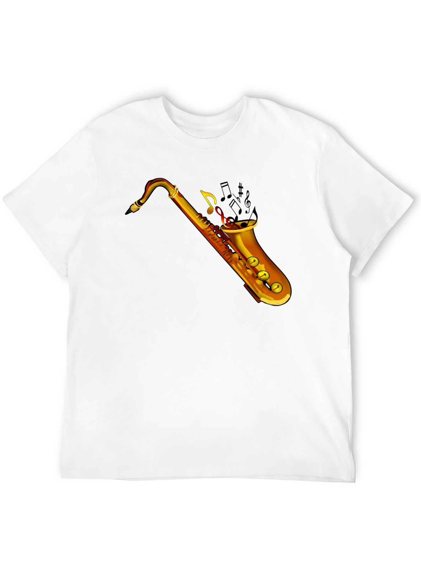 Saxophone Music Graphic Tee - Black Cotton T-Shirt