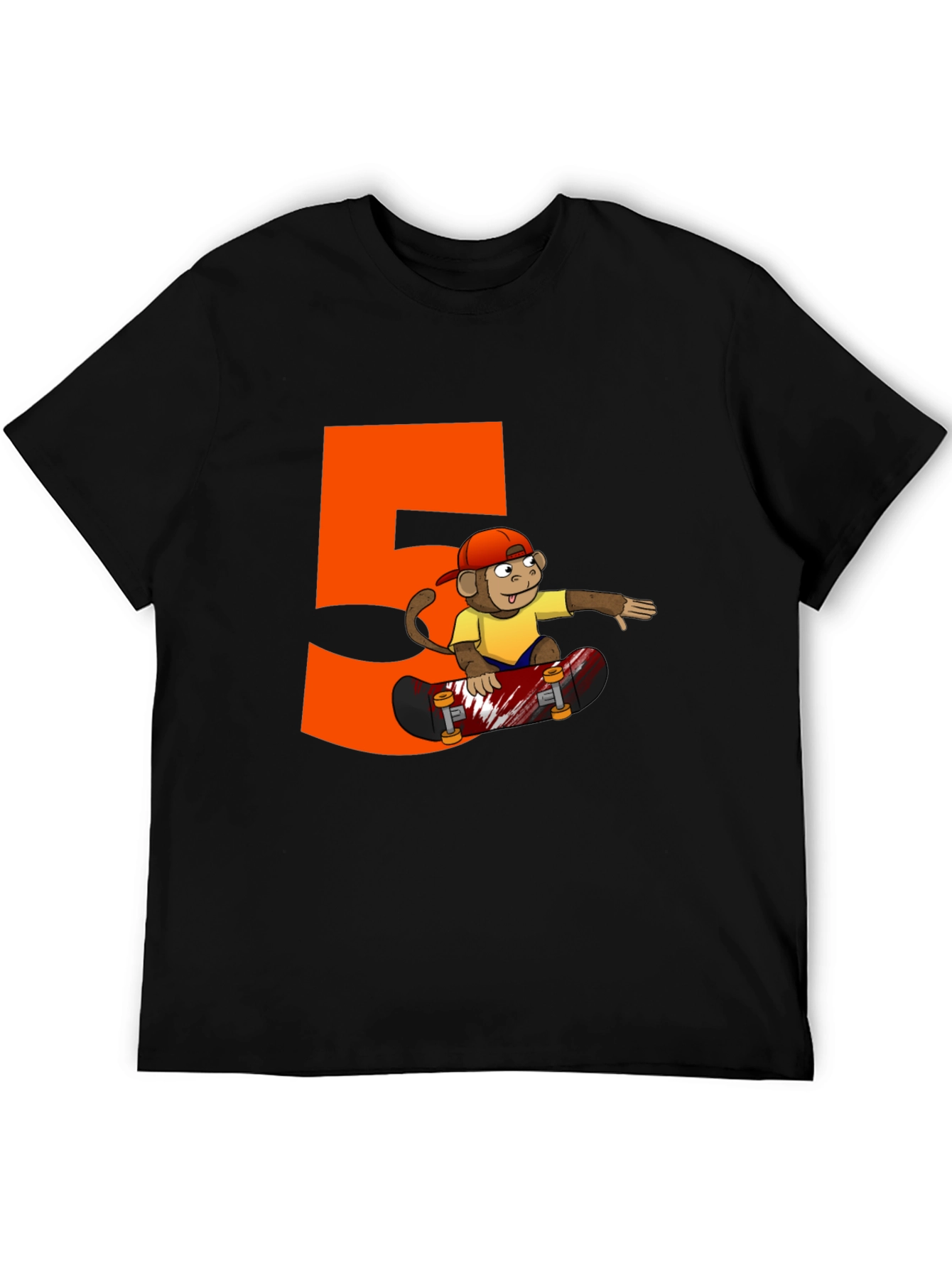 Monkey Skateboard Black Graphic Tee