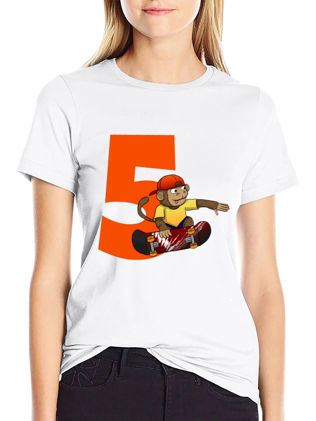 Monkey Skateboard Black Graphic Tee