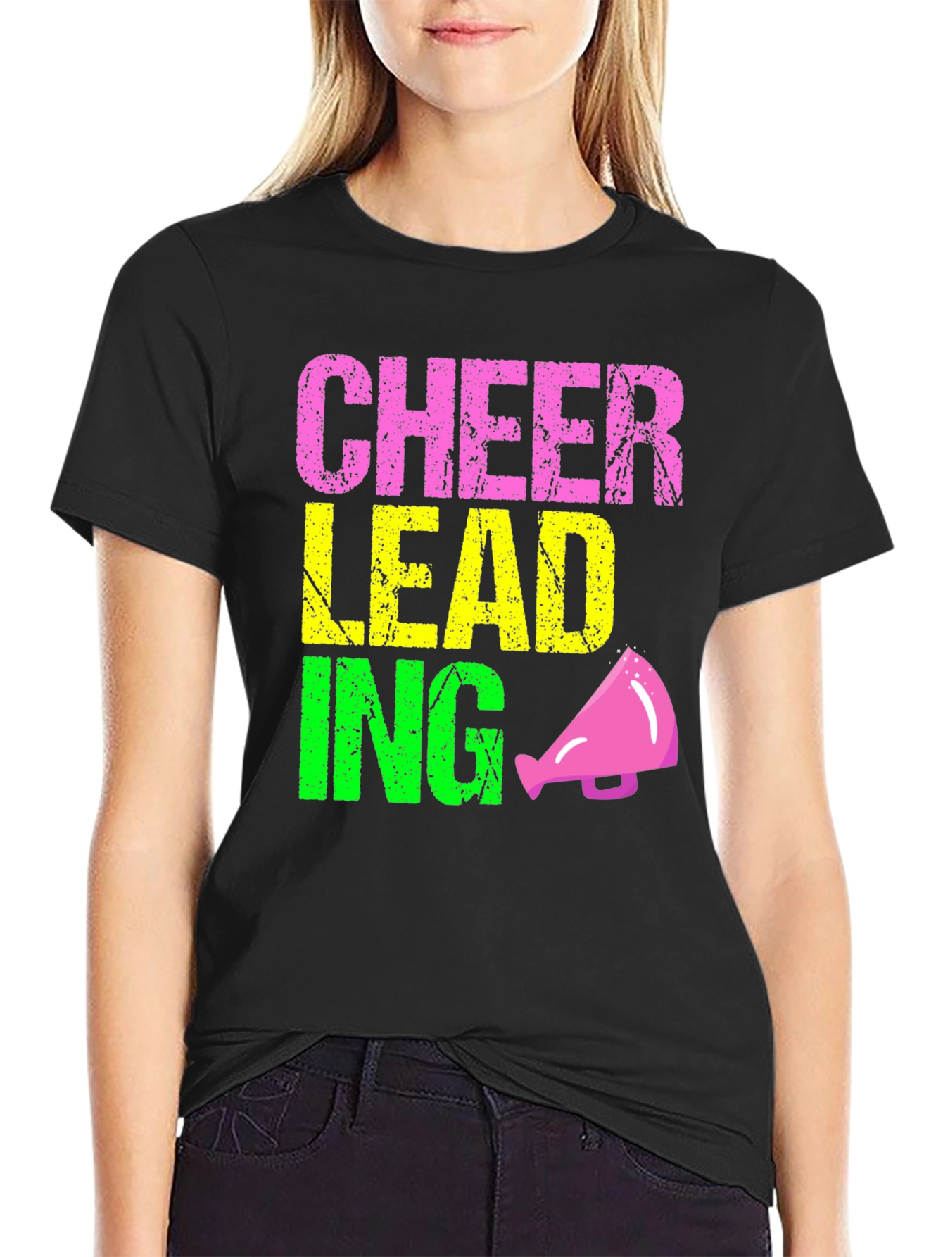 Cheerleading Graphic Tee - Black
