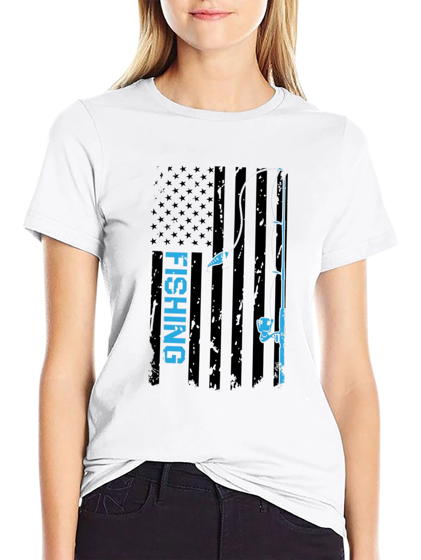 Fishing Flag T-Shirt - Patriotic Angler Tee