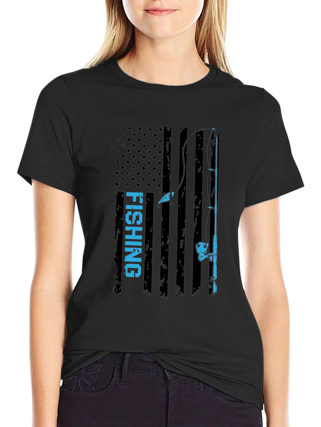 Fishing Flag T-Shirt - Patriotic Angler Tee