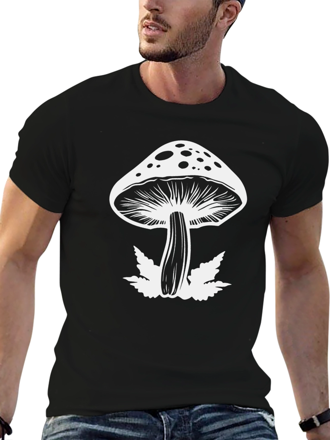 Mushroom Graphic Black T-Shirt