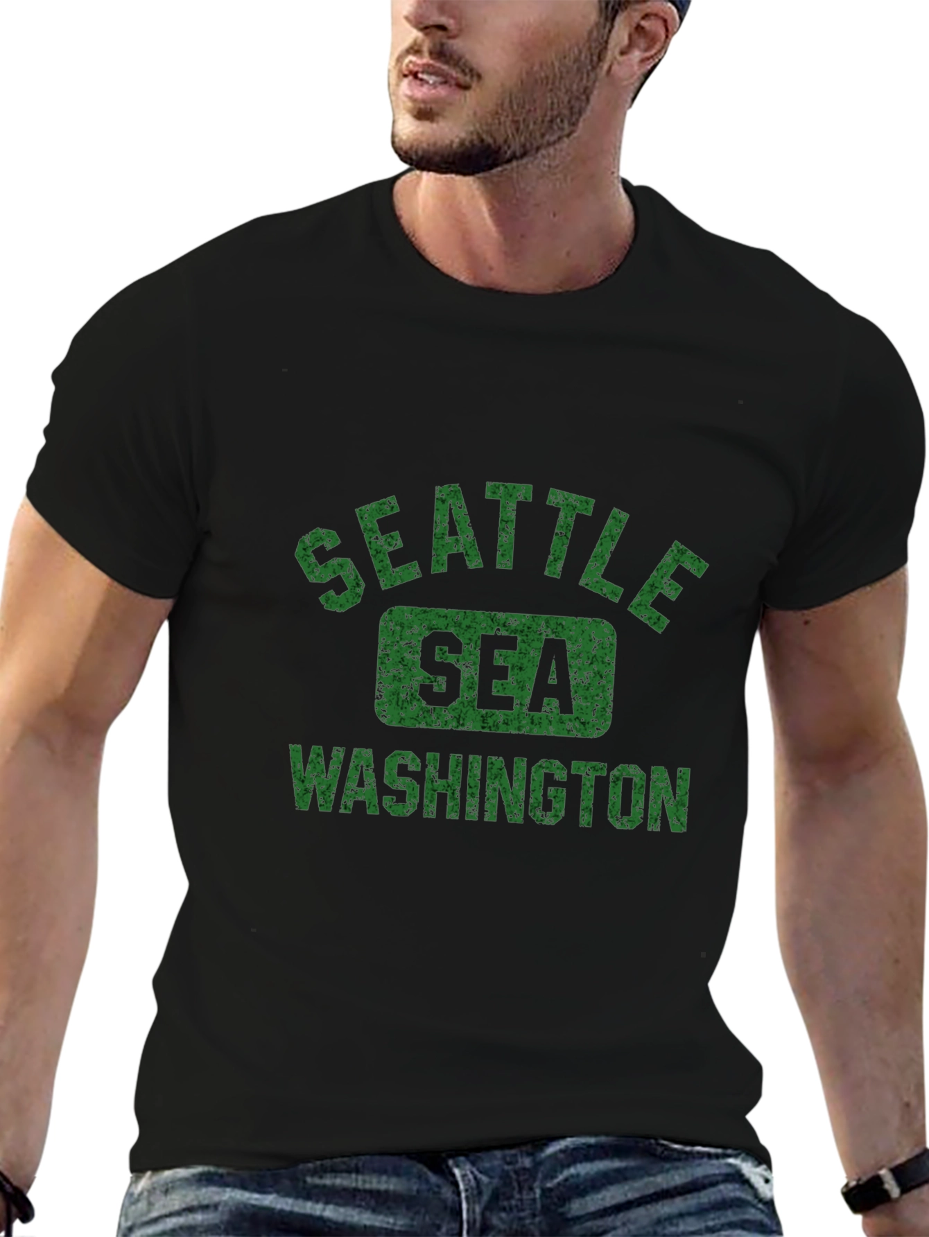 Seattle Washington Graphic Print Black T-Shirt