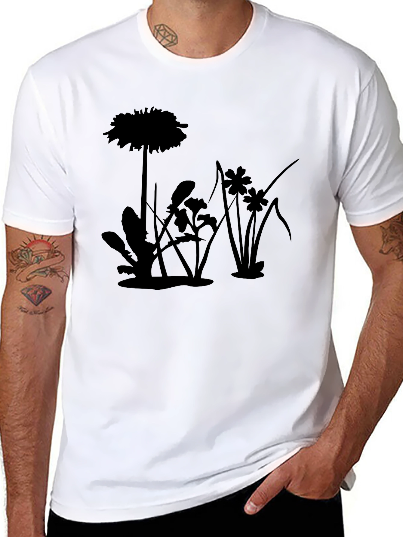 Botanical Silhouette Black T-Shirt